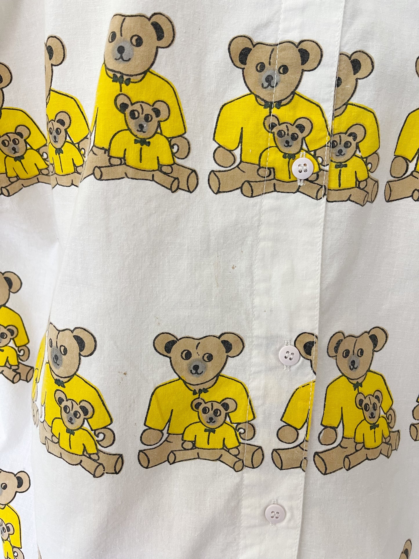 Vintage Bear Printed Unique Long Shirt (Yellow)