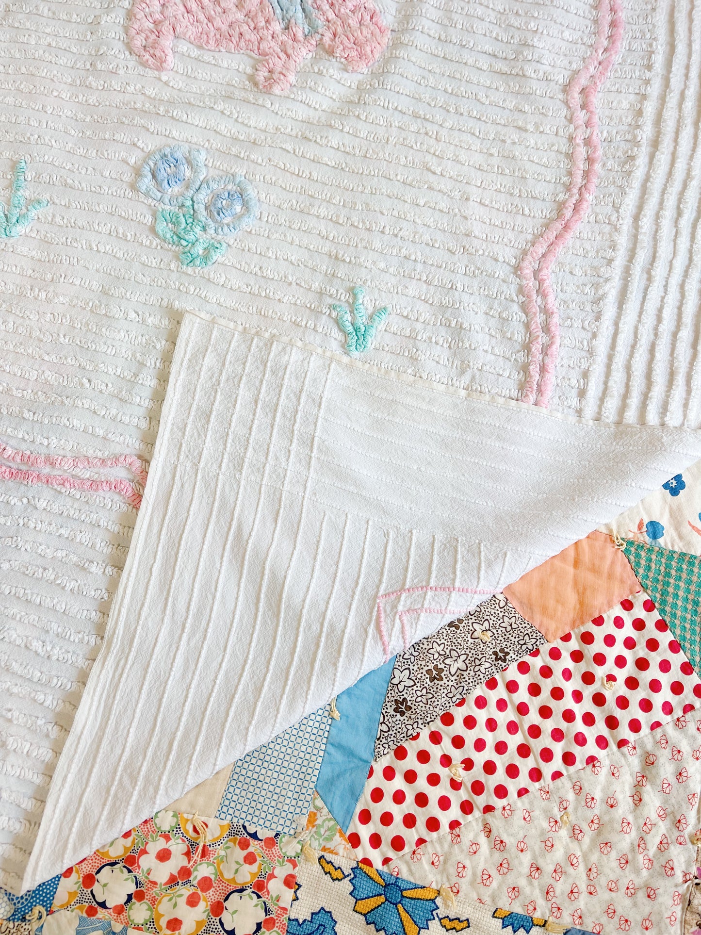 Vintage Chenille Fabric Sheets