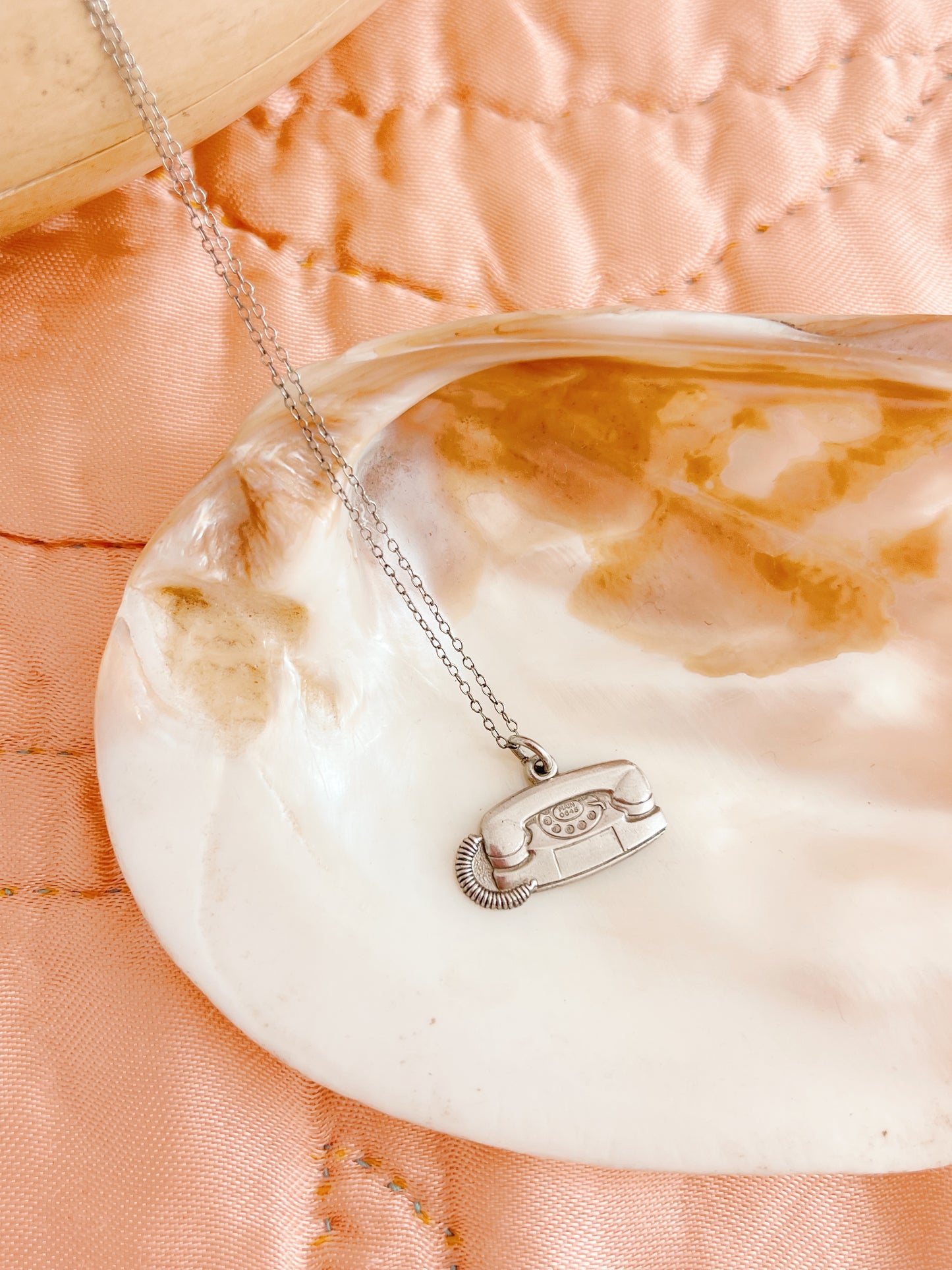 Vintage Telephone Charm Necklace