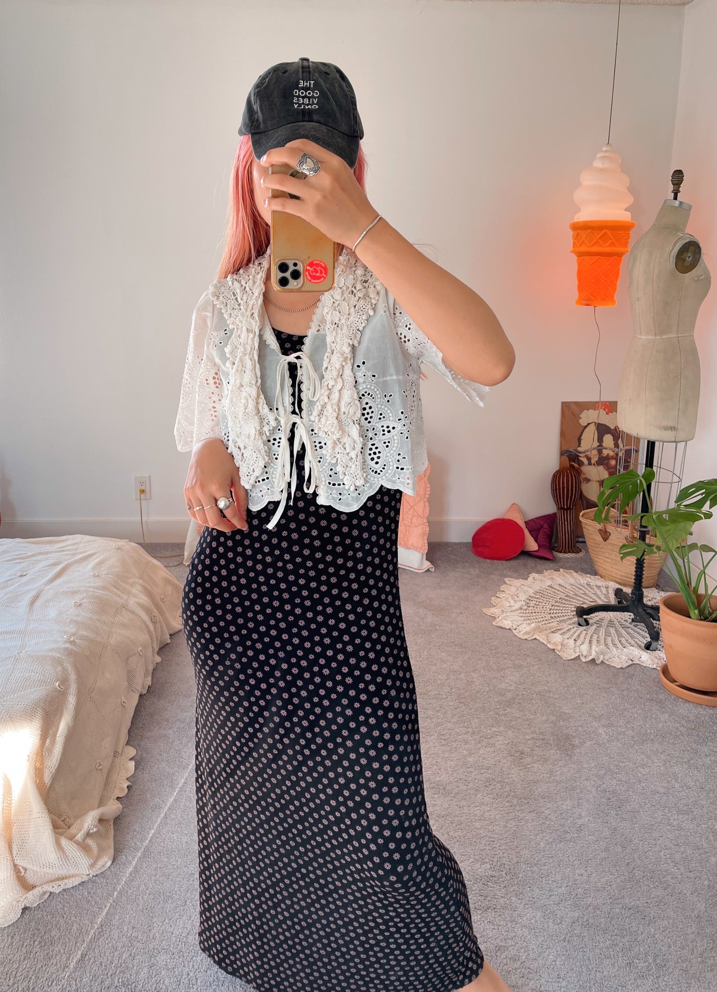 1990s Tiny Flowers Long Dress
