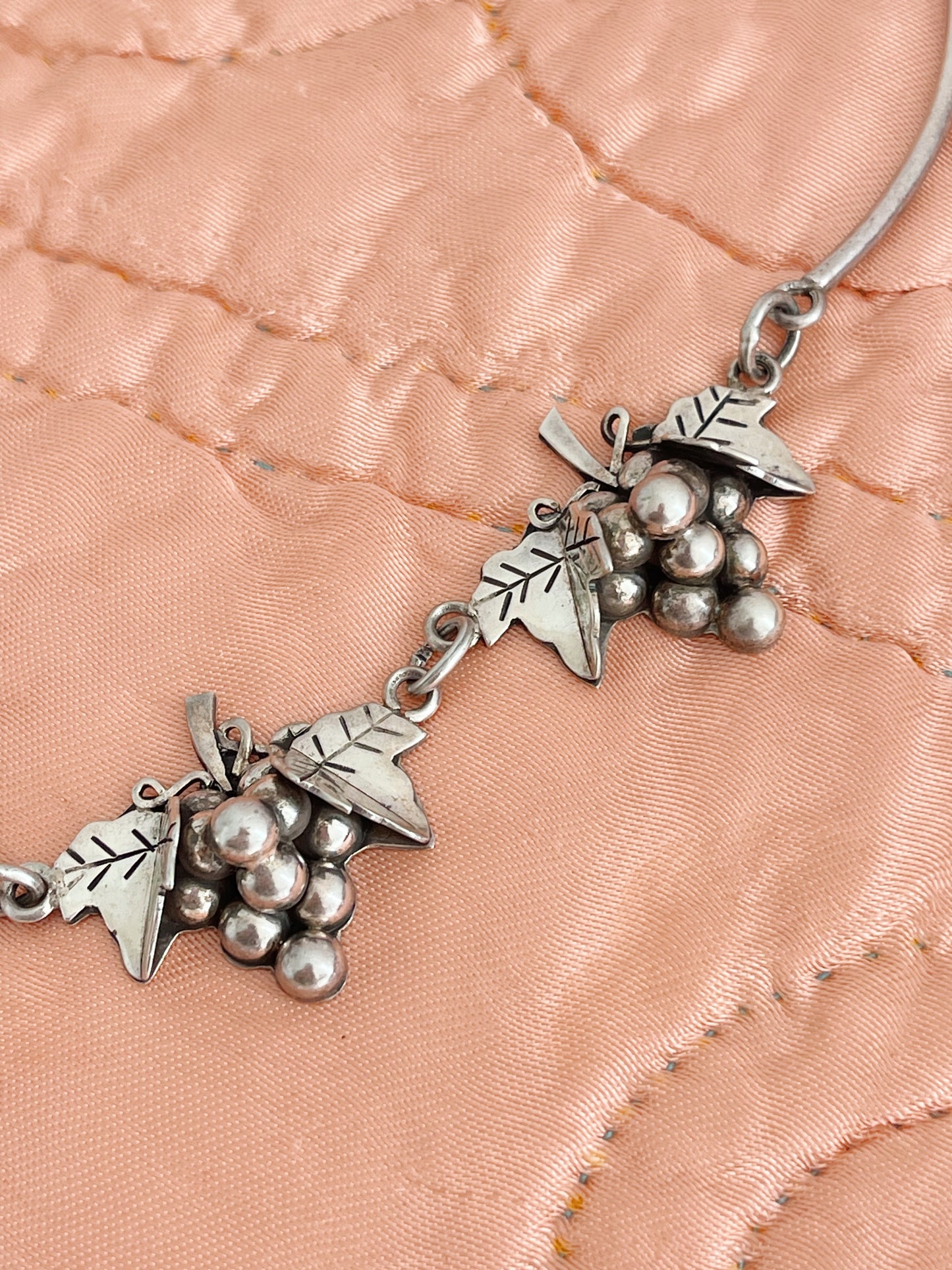 Vintage Silver Grapes Choker Necklace