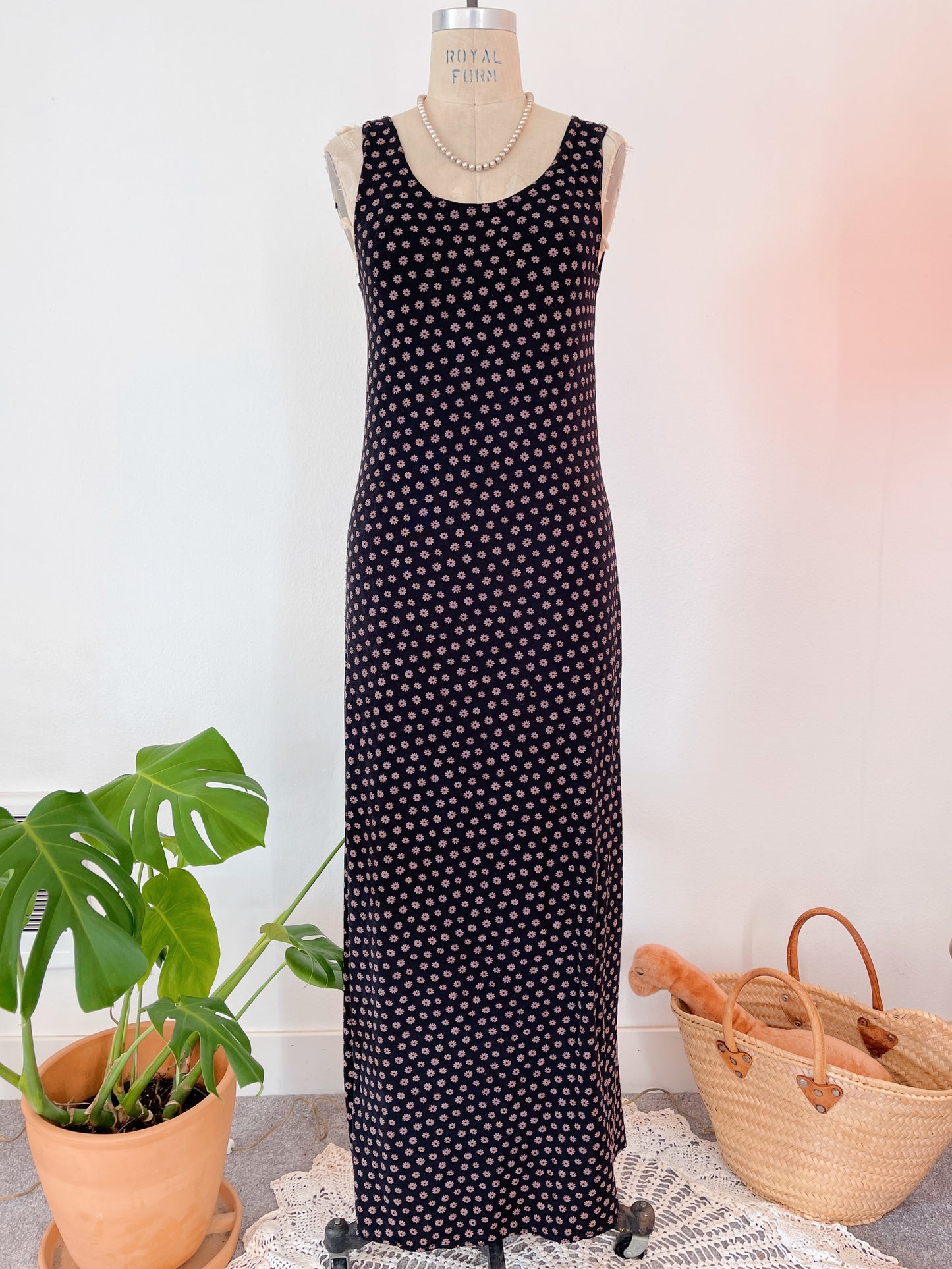 1990s Tiny Flowers Long Dress
