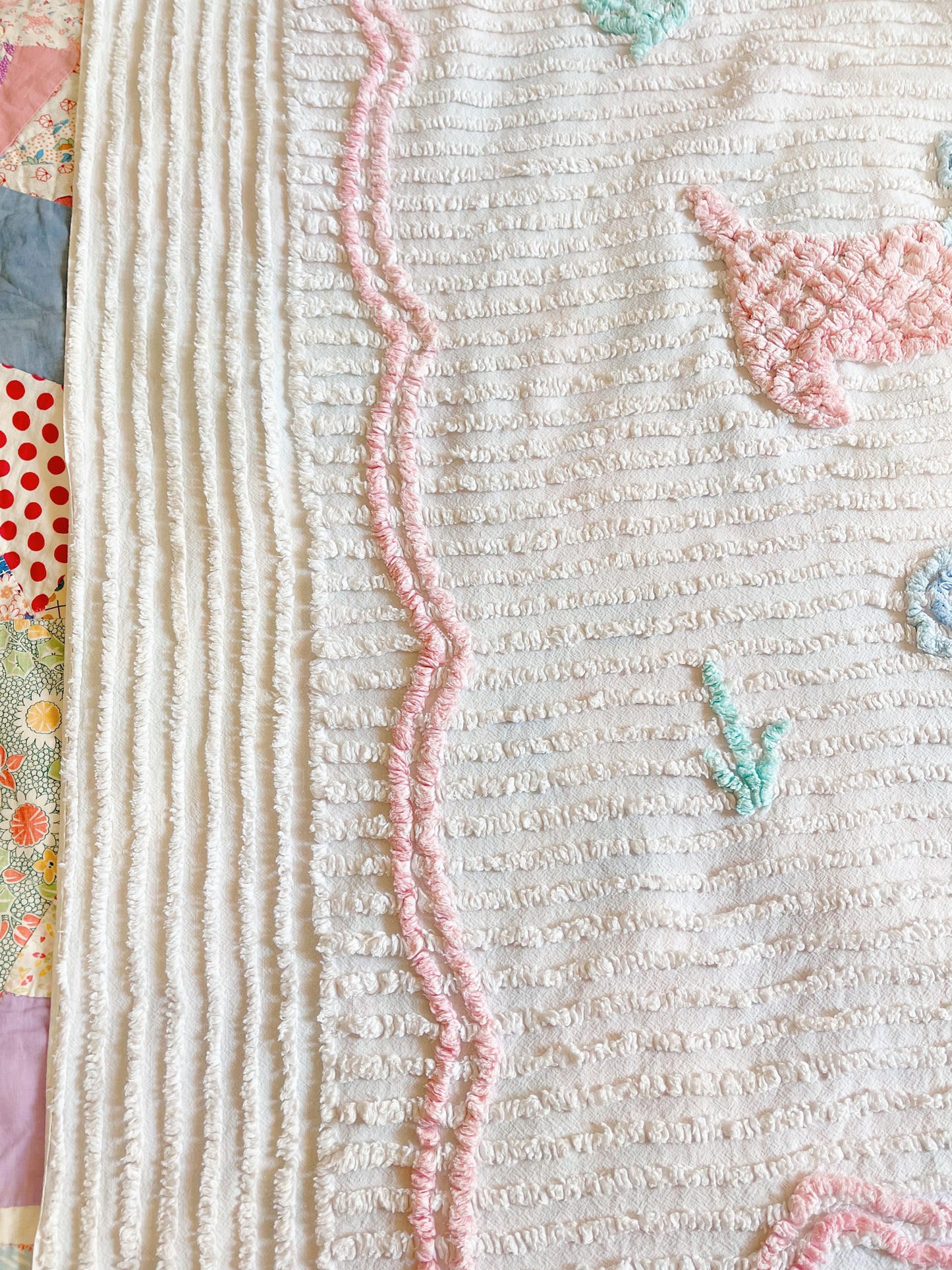 Vintage Chenille Fabric Sheets