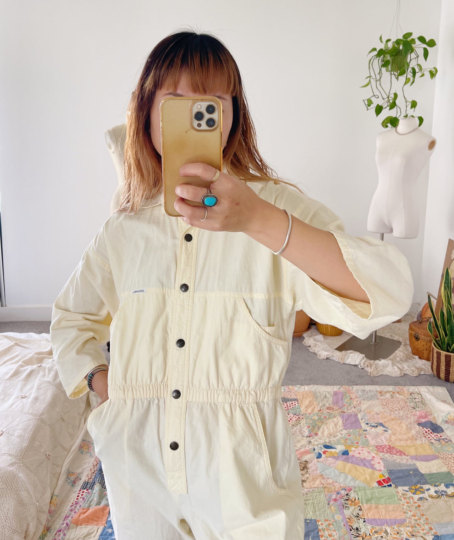 1980’s Cream Lemon Color Jumpsuit