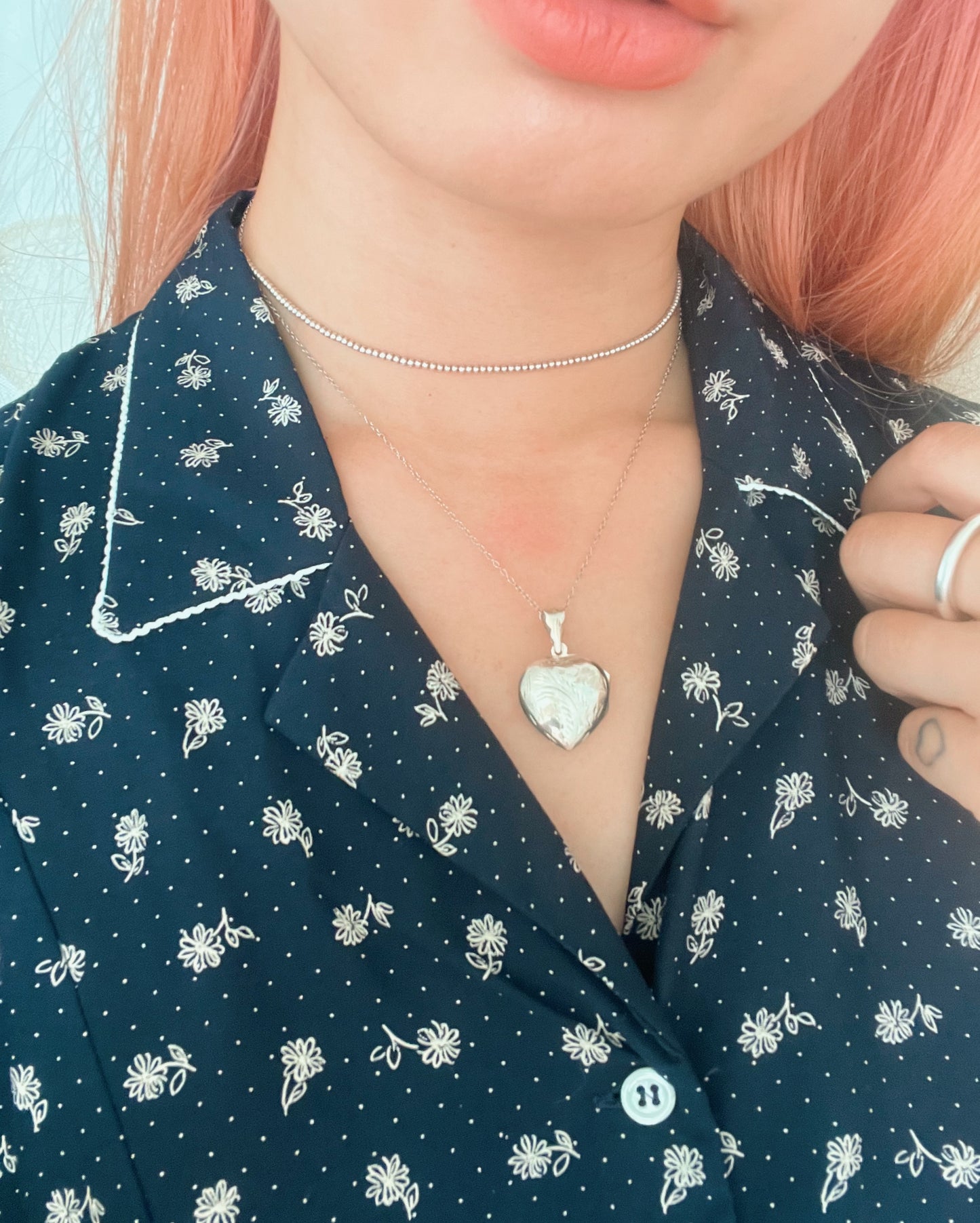 Vintage Silver Heart Pendant Necklace