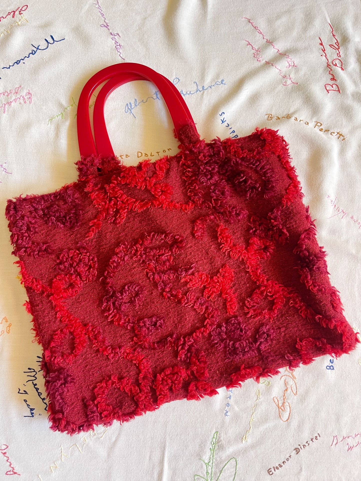 Vintage Chenille Fabric Handbag