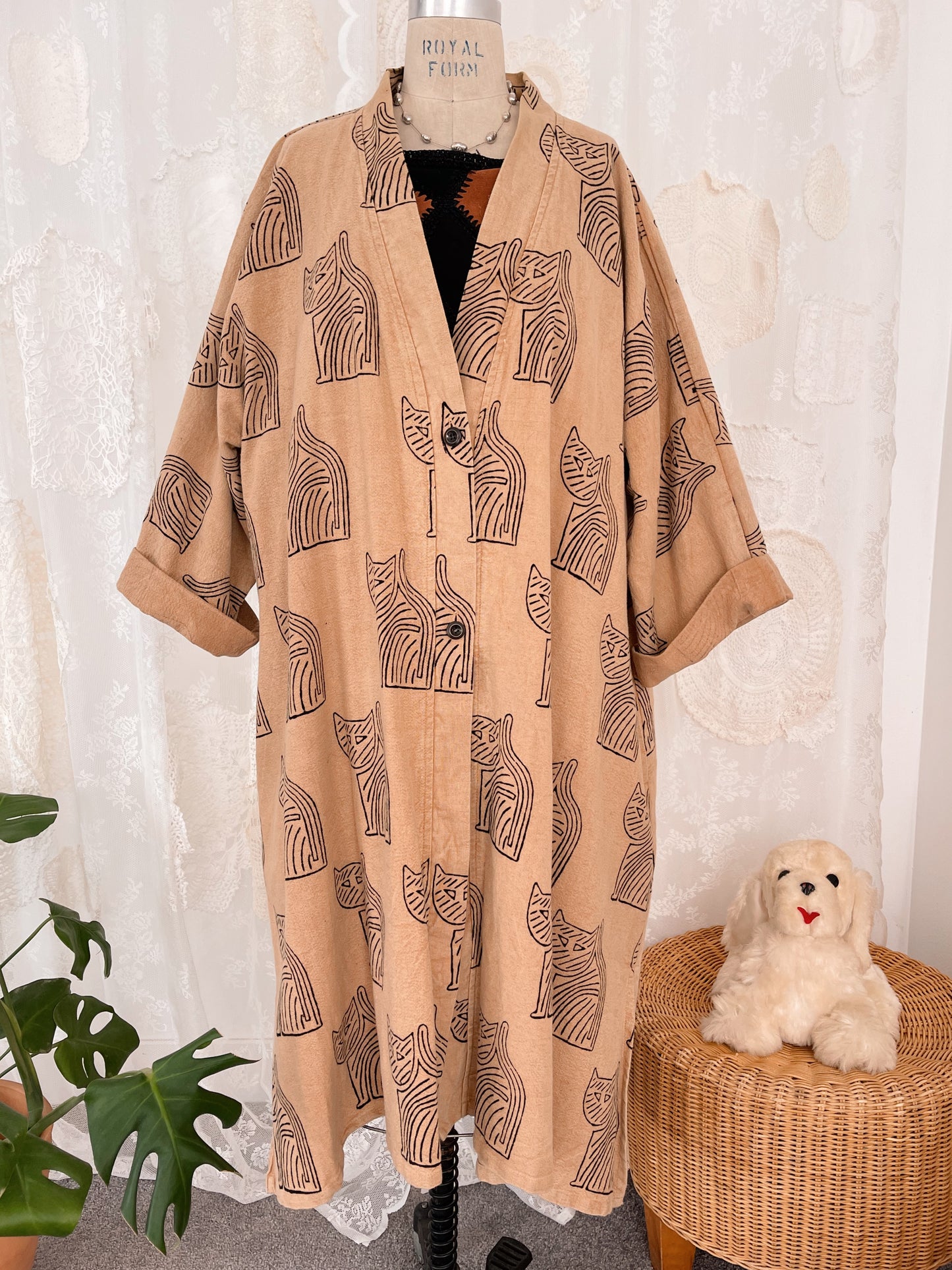 1980s Cats Cotton Long Jacket