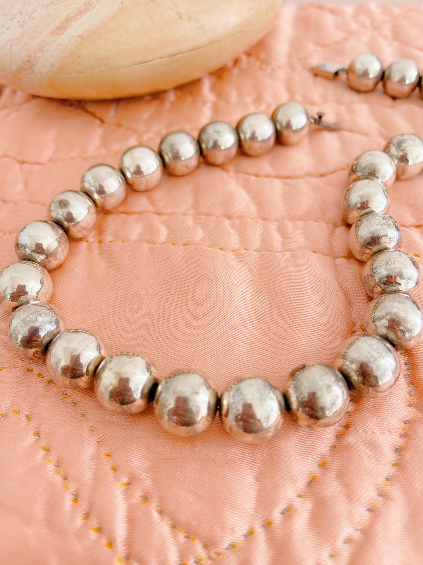 Vintage Huge Silver Beads Necklace