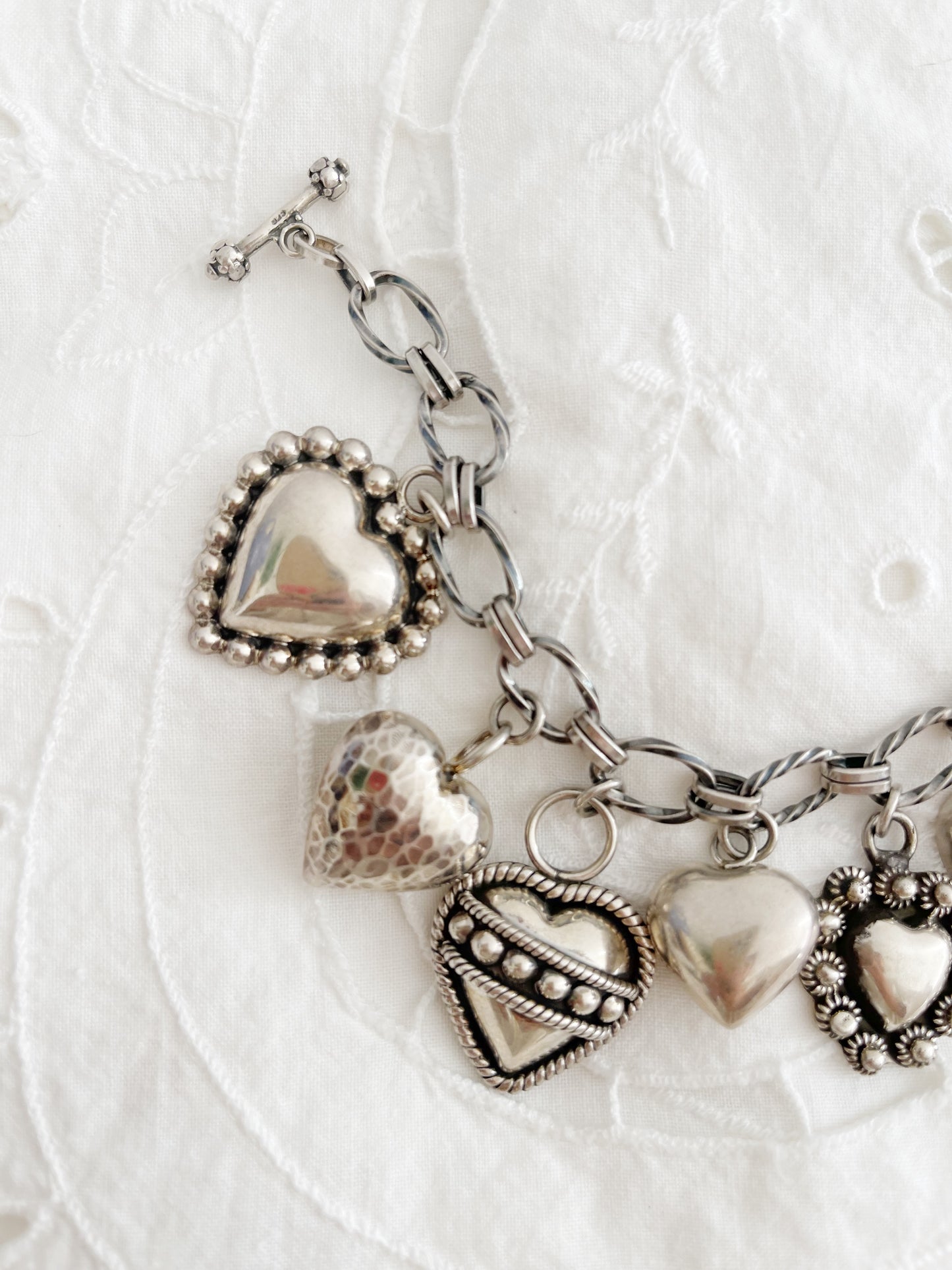 1980’s Silver Seven Hearts Bracelet