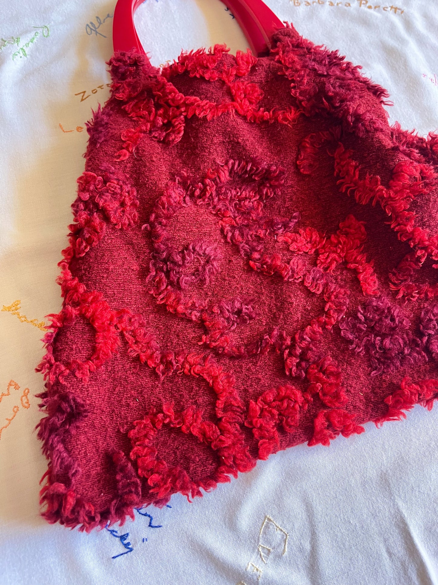 Vintage Chenille Fabric Handbag