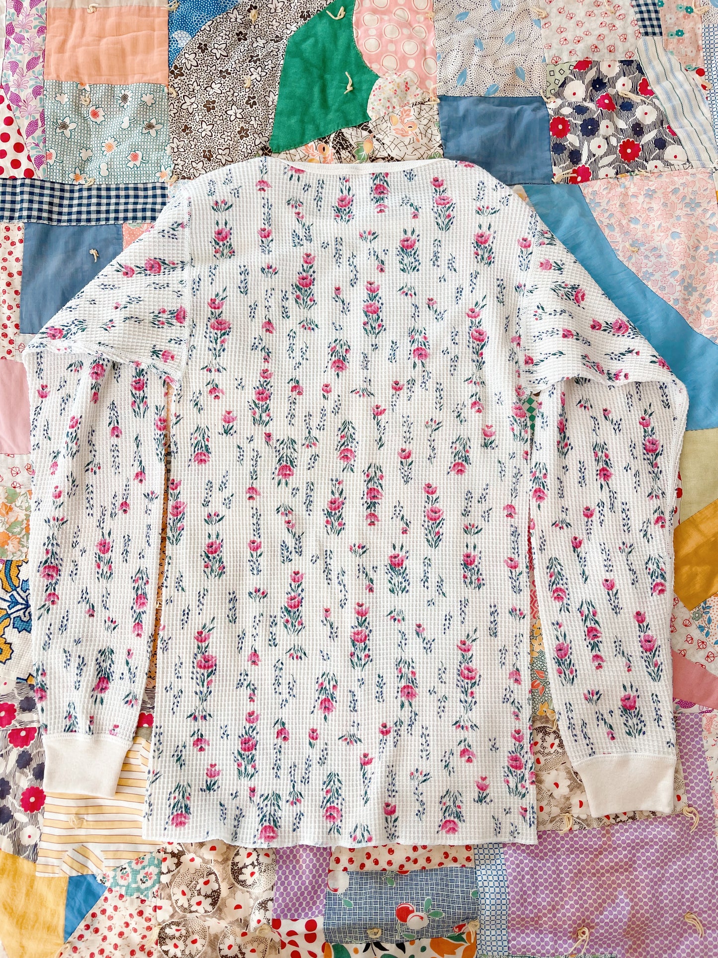 Flowered Waffle Thermal Tops