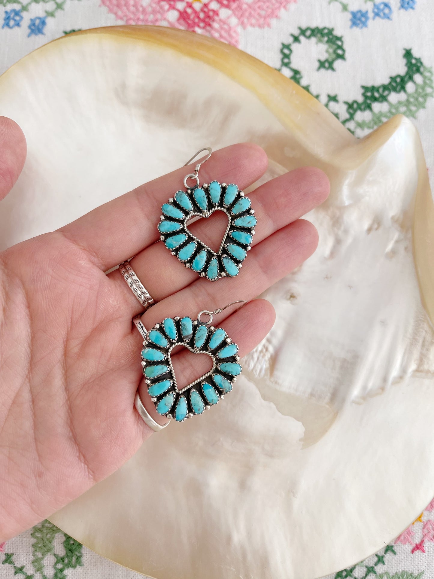 Zuni Turquoise Heart Hook Pierce.