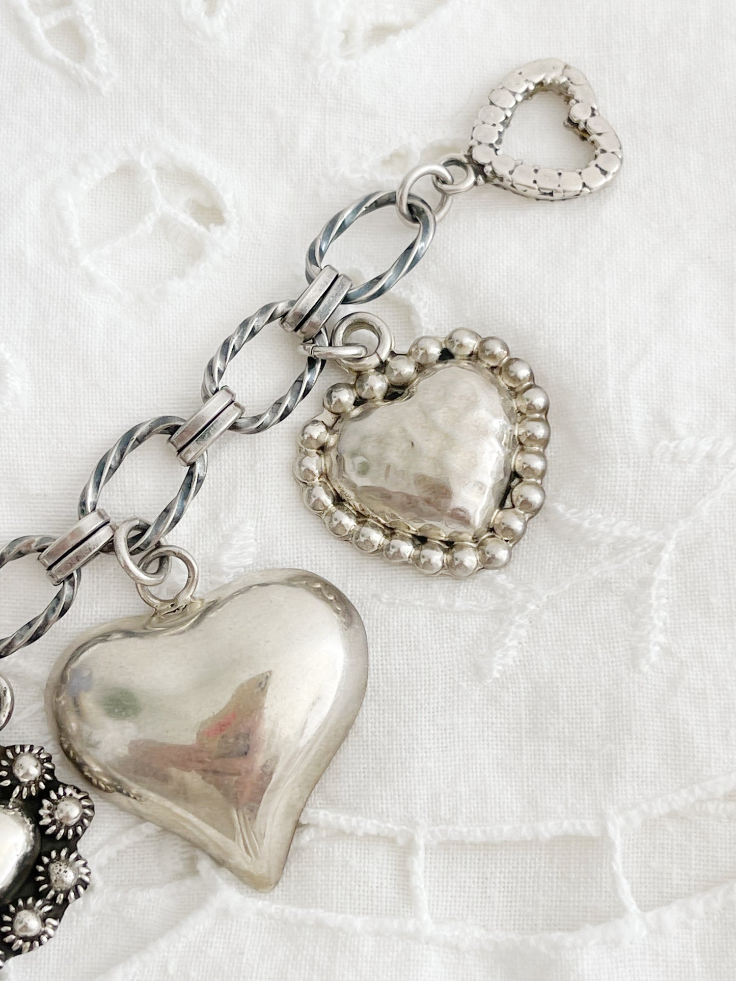 1980’s Silver Seven Hearts Bracelet