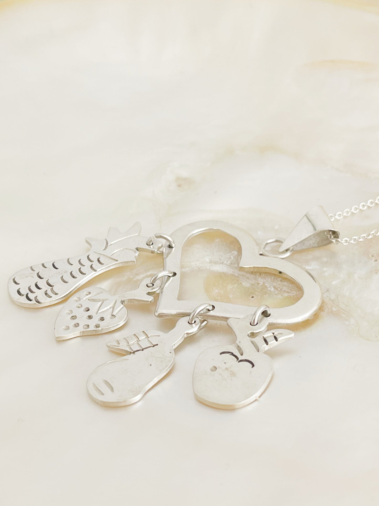 1980’s Heart & Fruits Silver Necklace.