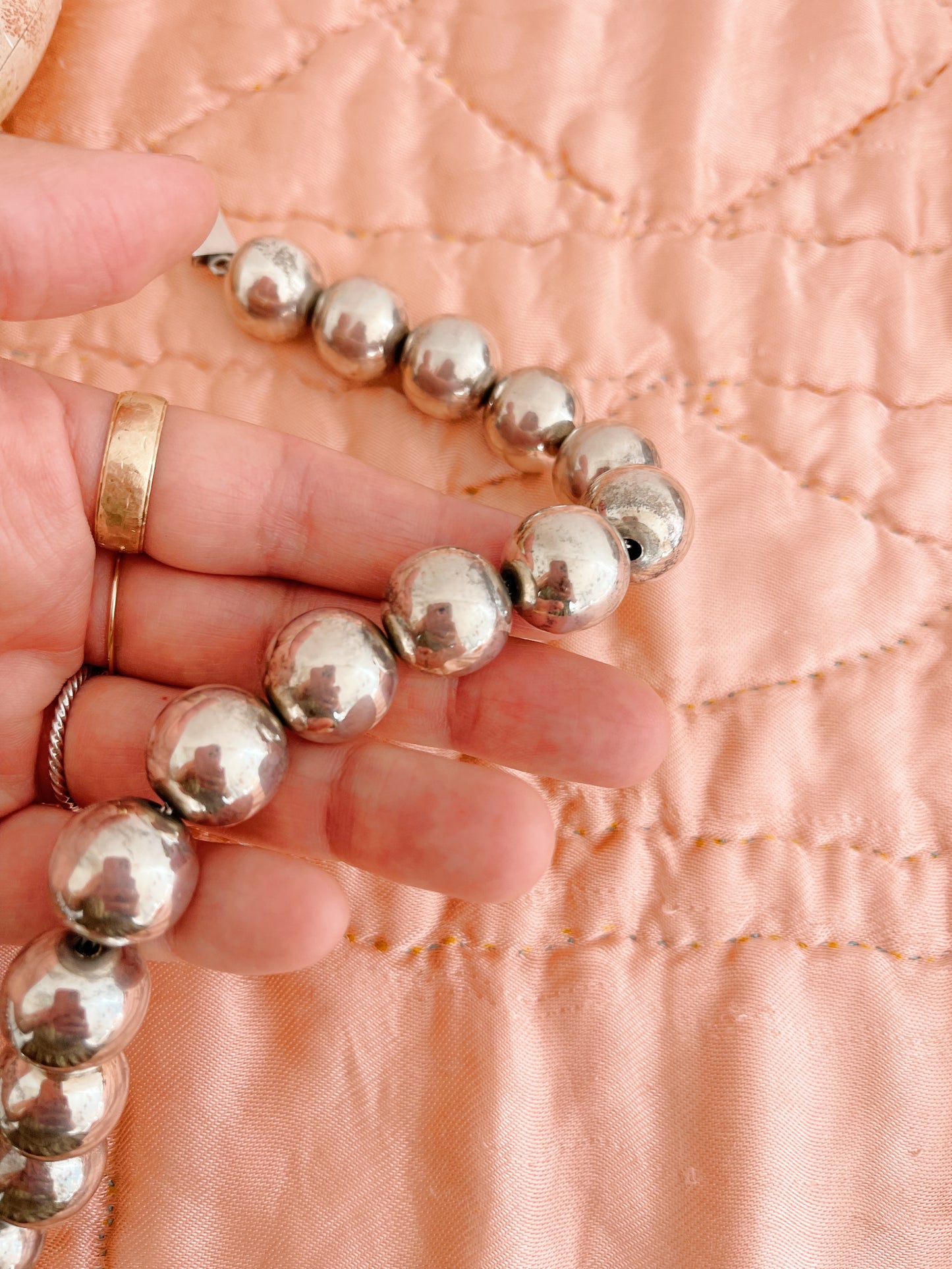 Vintage Huge Silver Beads Necklace
