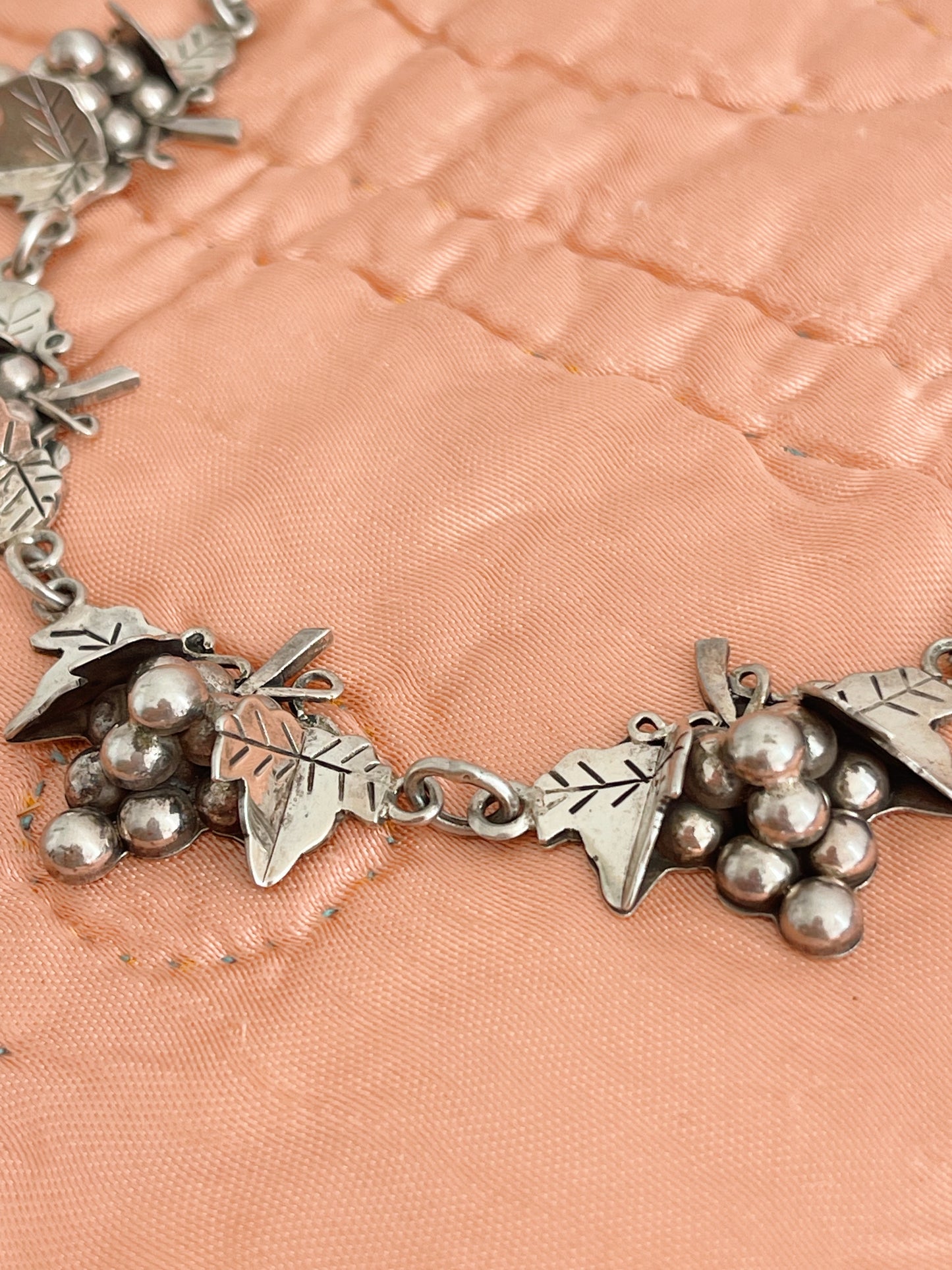Vintage Silver Grapes Choker Necklace