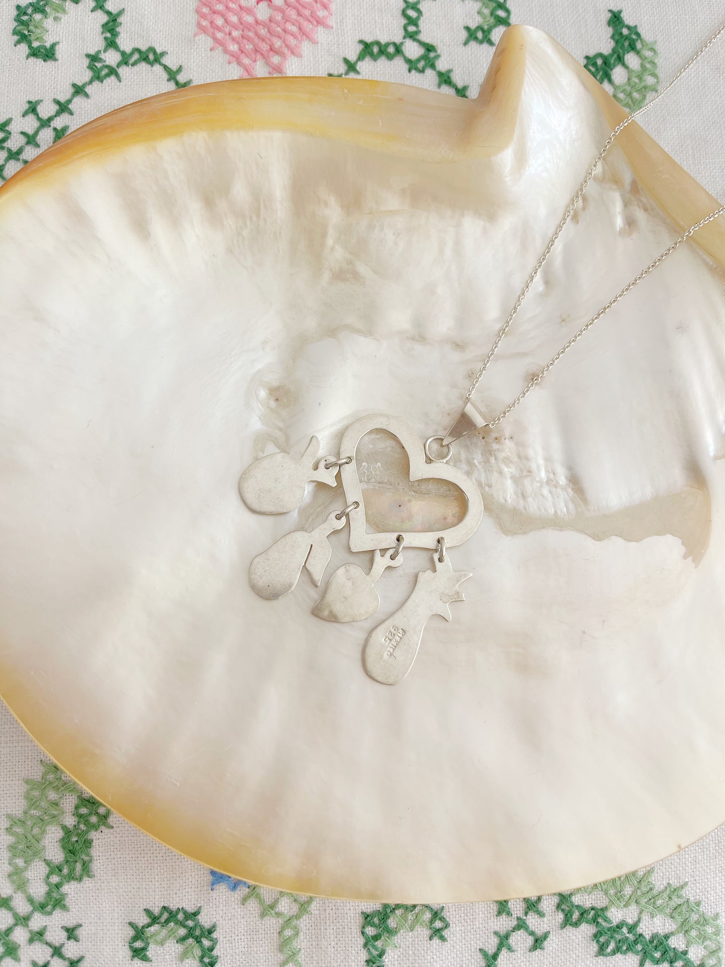 1980’s Heart & Fruits Silver Necklace.