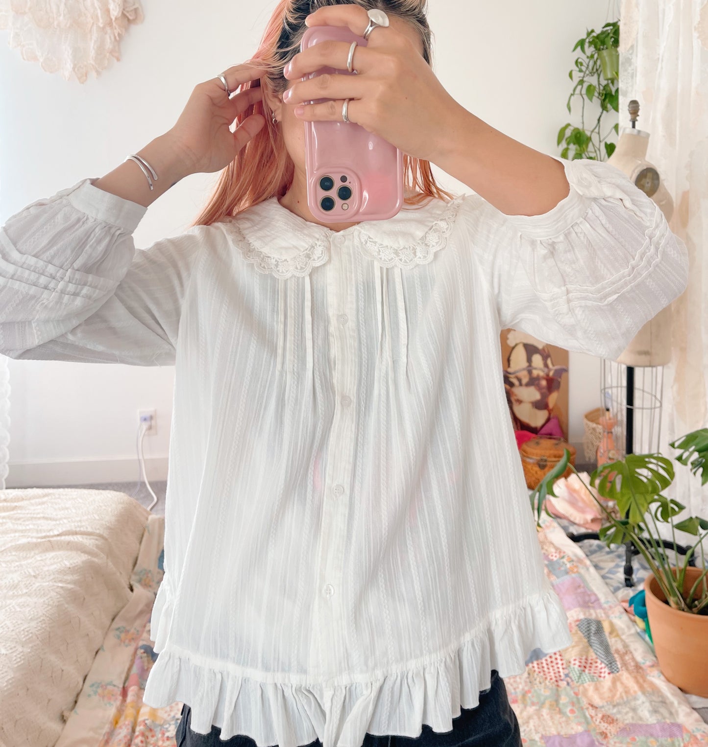 Vintage Cotton Frill Blouse