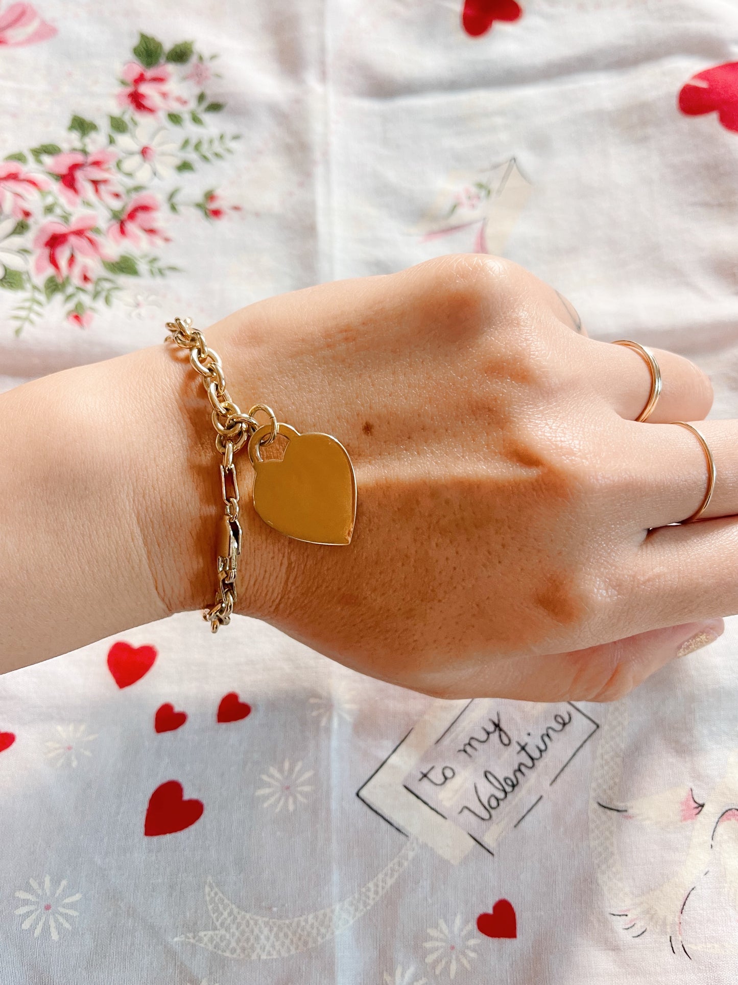 Vintage 1960s Gold Plated Silver Heart Bracelet