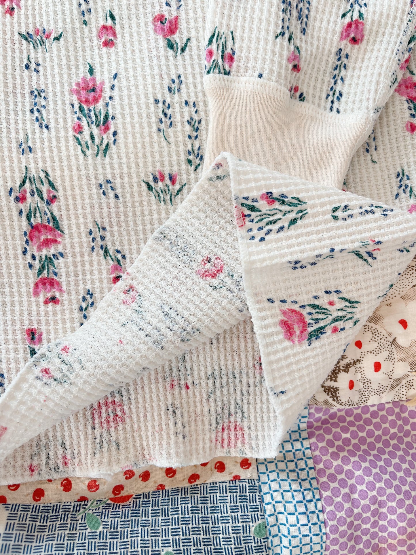 Flowered Waffle Thermal Tops