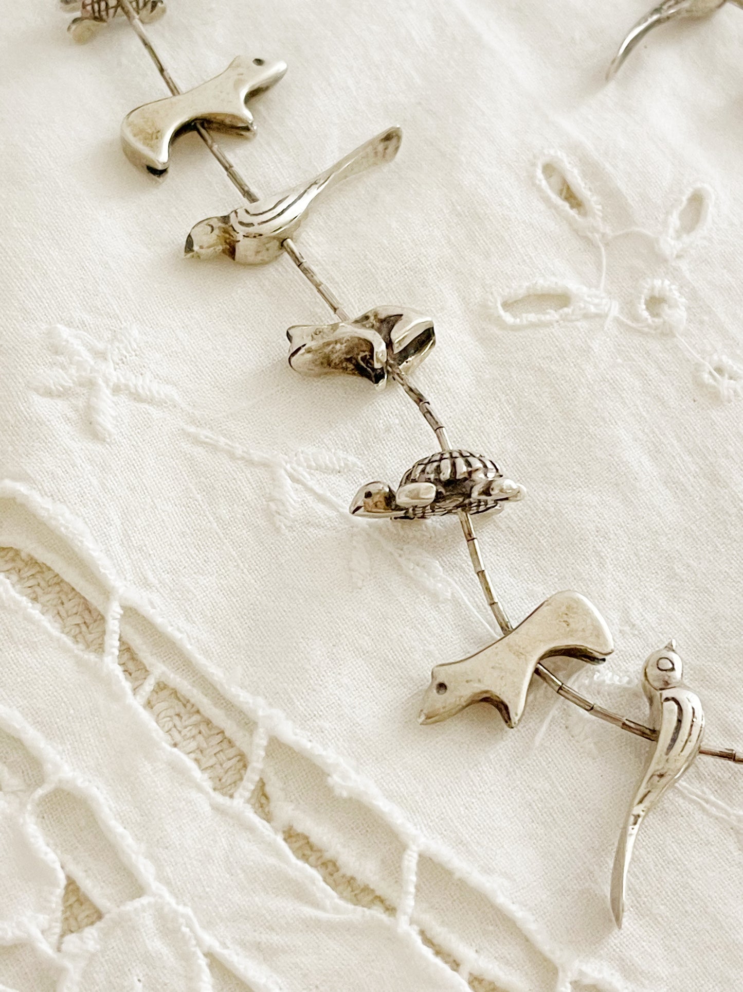 Vintage Heavy Silver Zuni Silver Animal Fetishes Necklace.