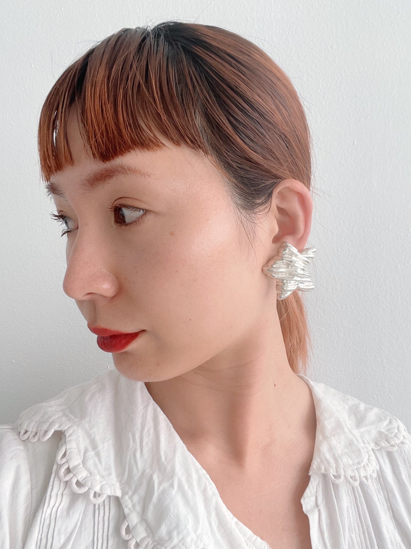 Vintage Huge Star Silver 925 Earrings.