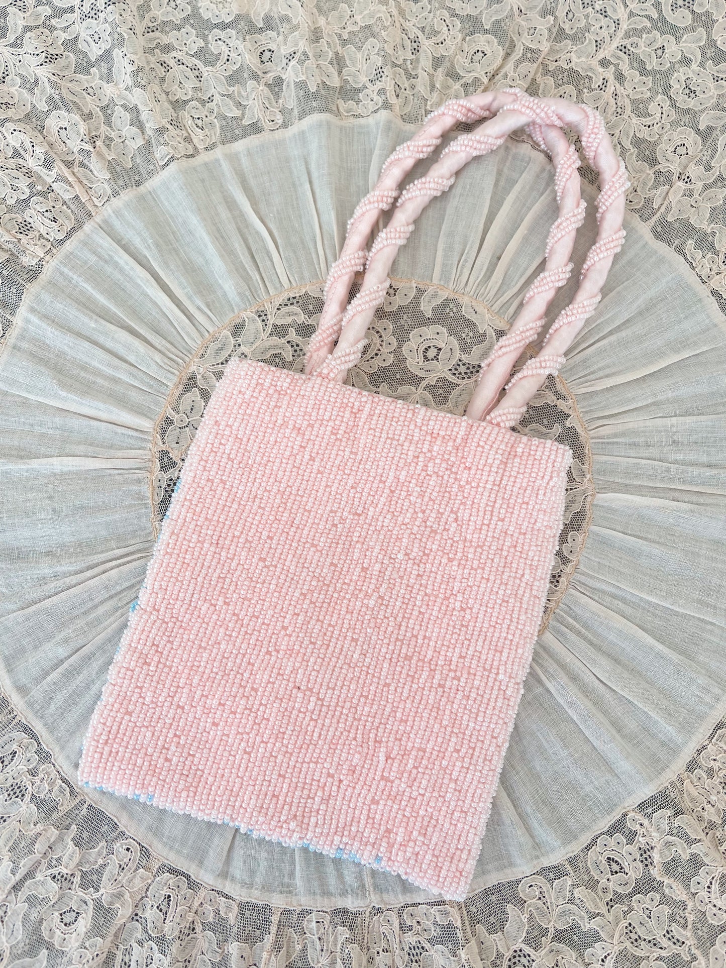 Vintage Pink × Flower Beads Handbag