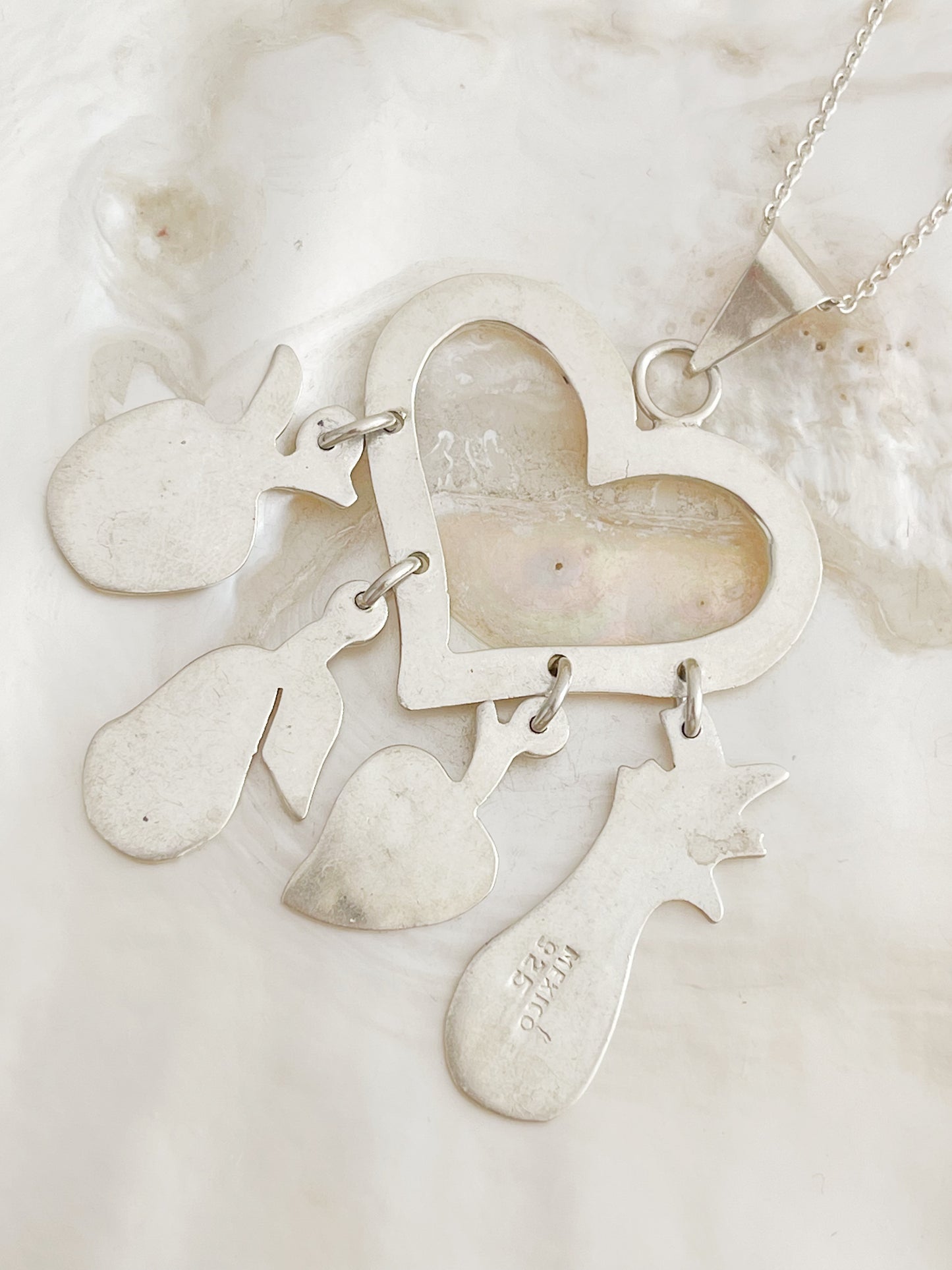 1980’s Heart & Fruits Silver Necklace.