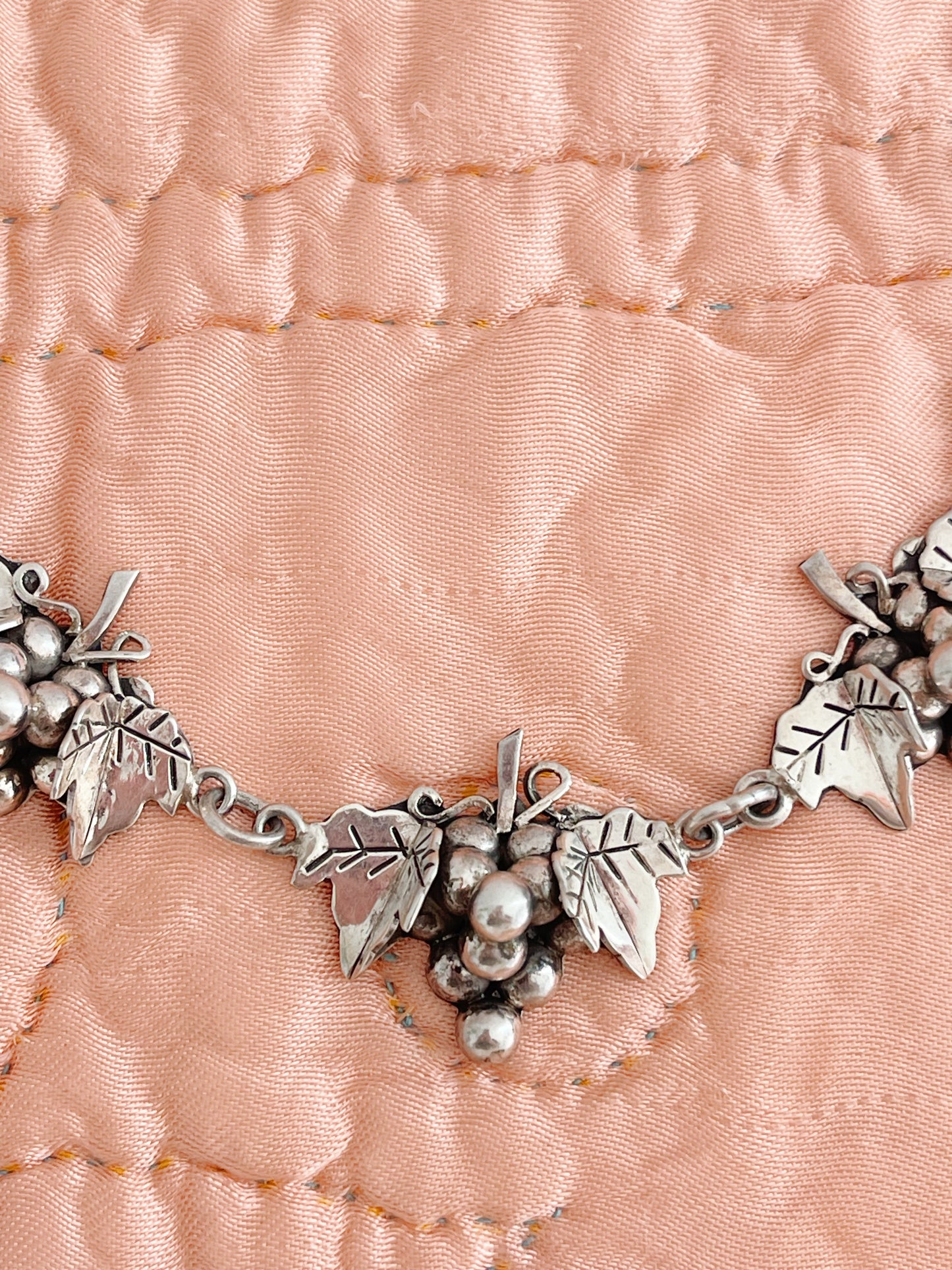 Vintage Silver Grapes Choker Necklace