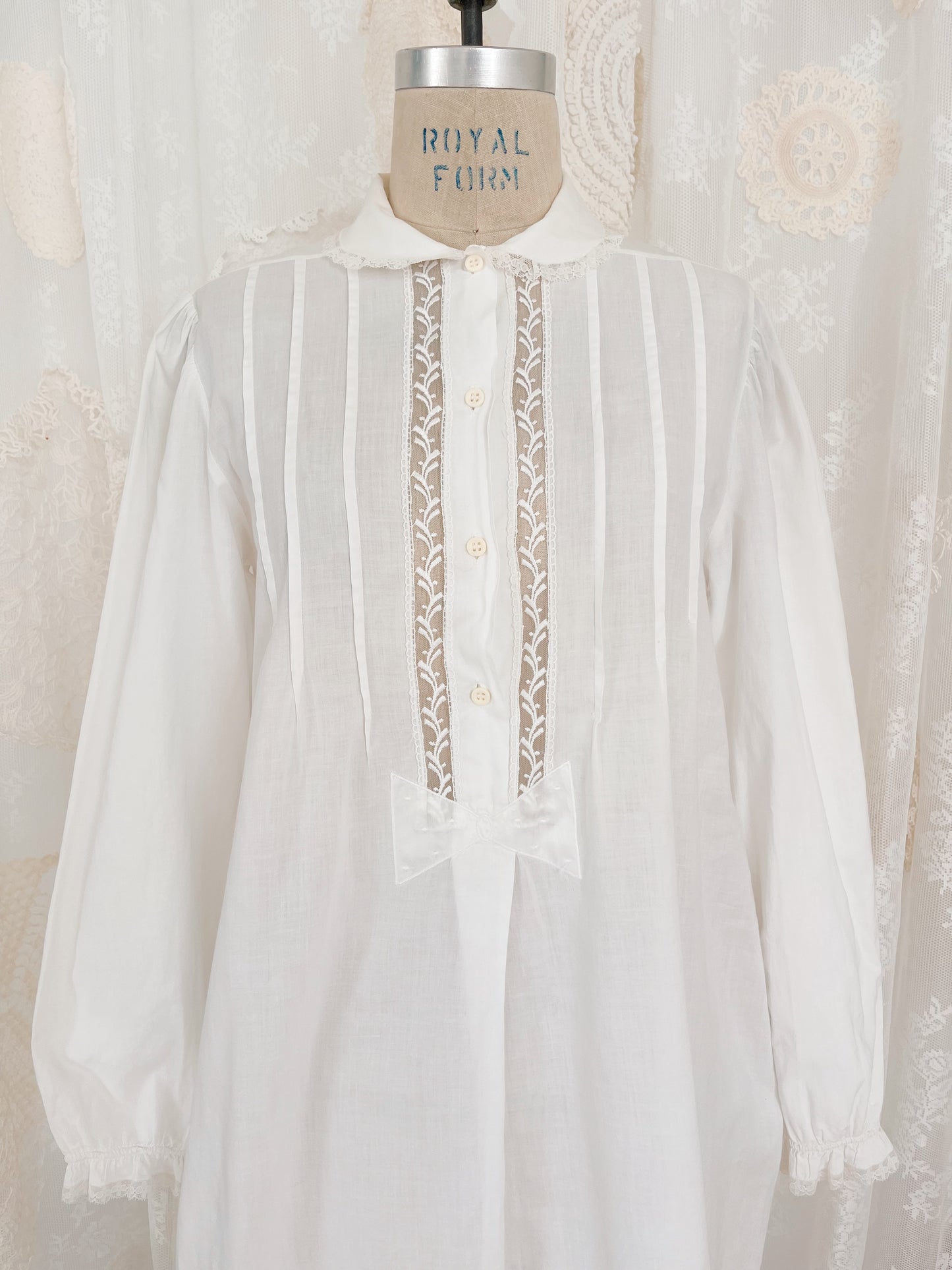 Vintage Cotton Ribbon Long Dress