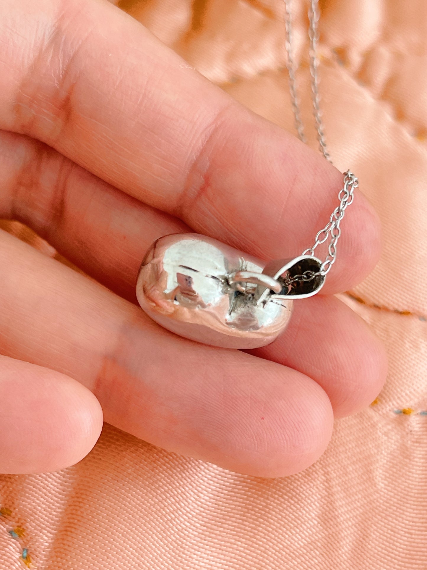 Vintage Puffy Heart Charm Necklace