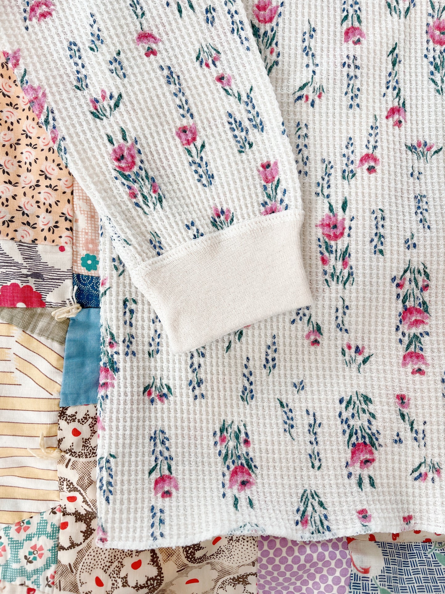 Flowered Waffle Thermal Tops