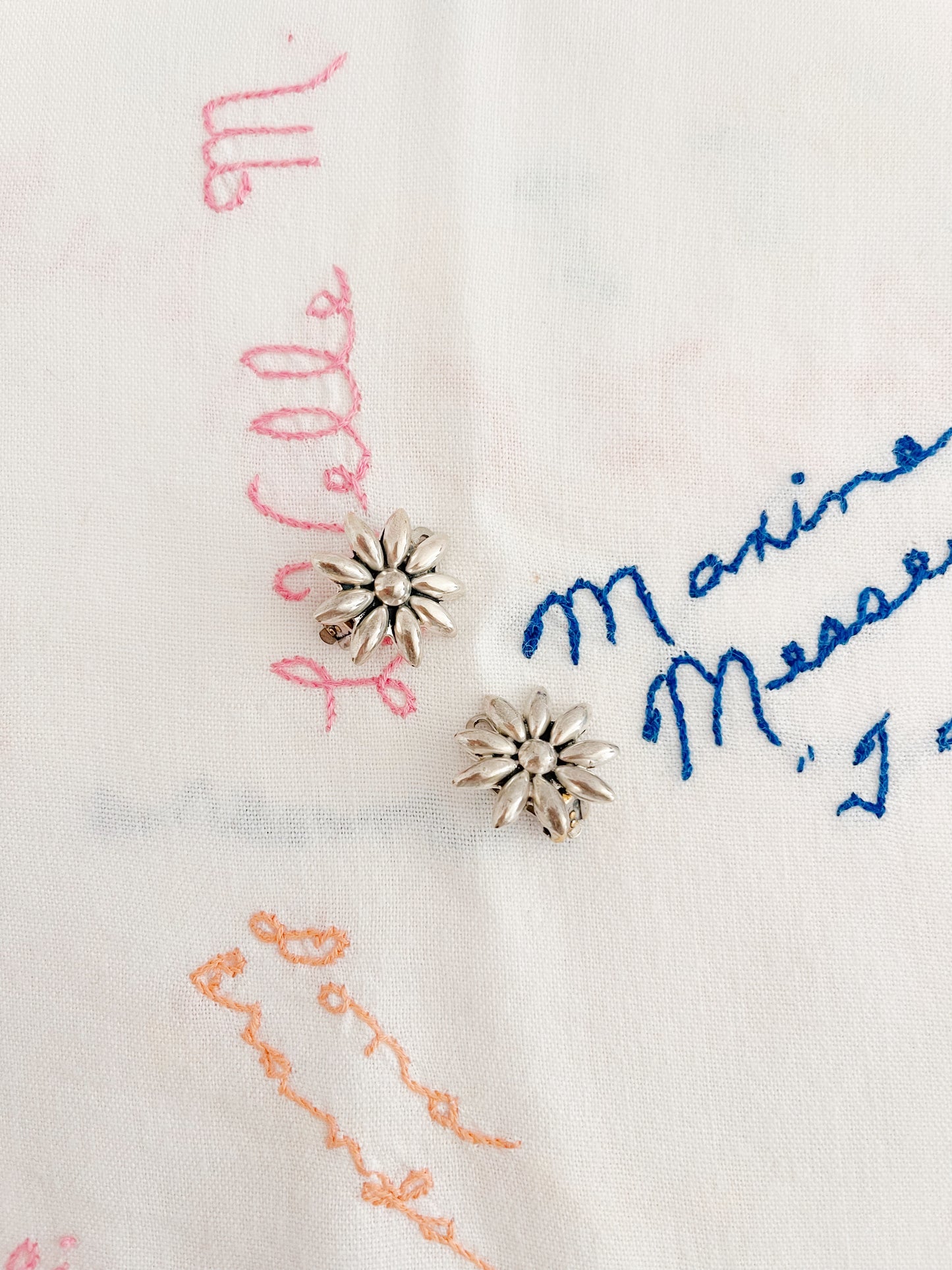 1980‘s Flower Silver Clip Earrings.