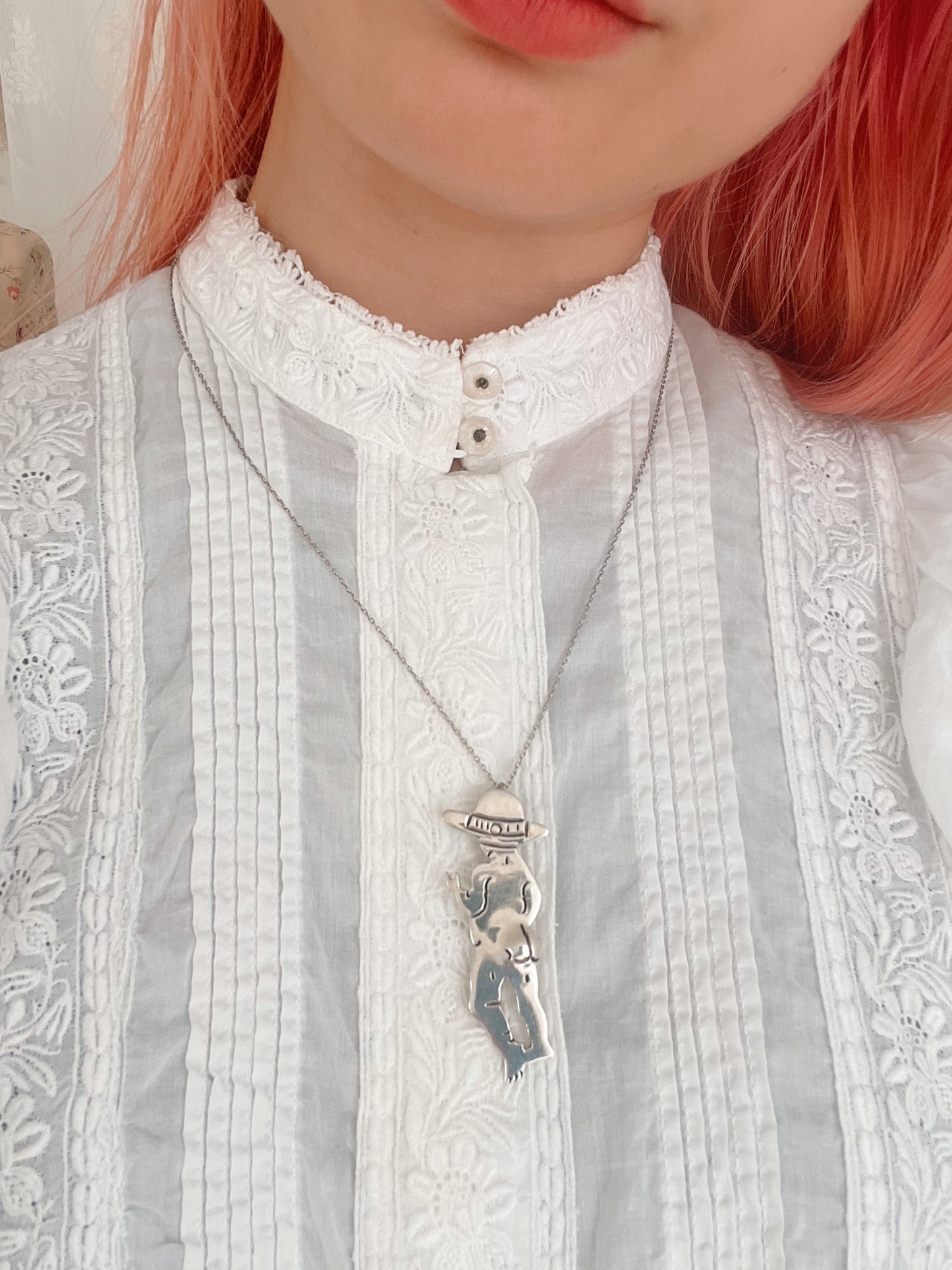 Vintage Mexican Kids Brooch and Necklace