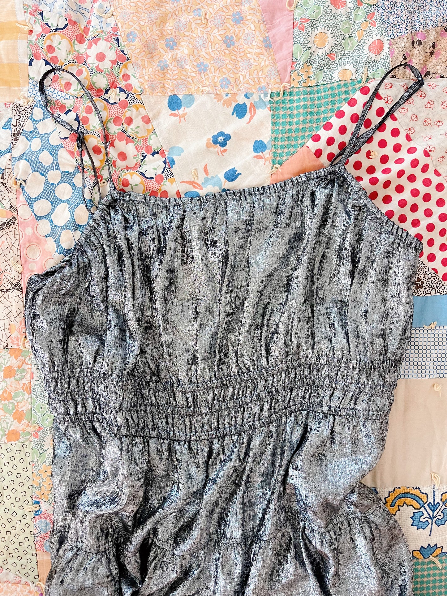 Metallic Silver Camisole Dress