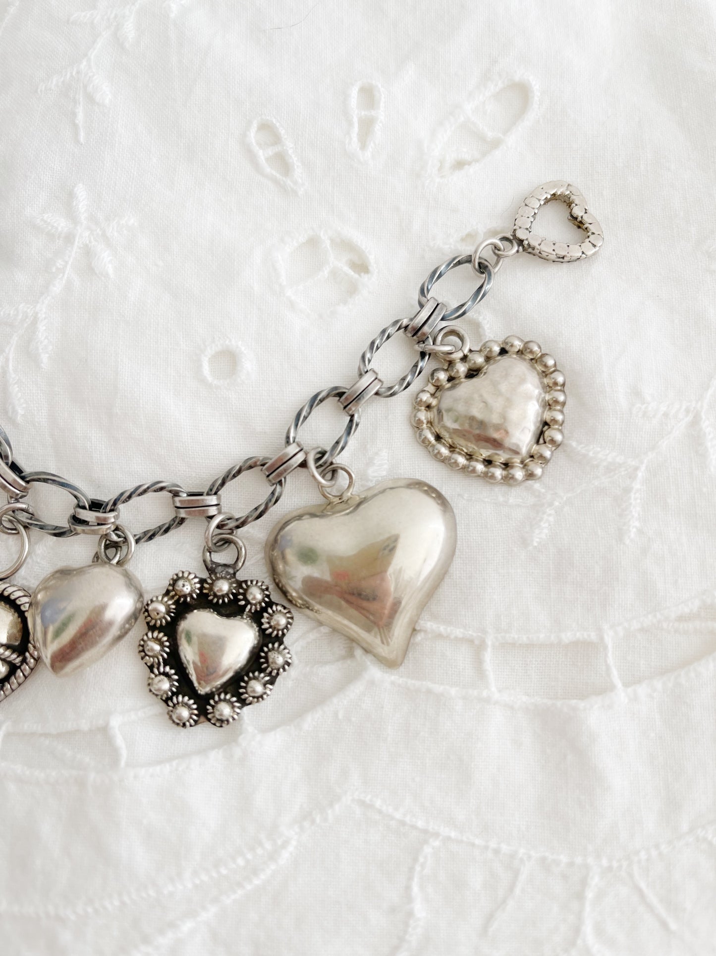 1980’s Silver Seven Hearts Bracelet