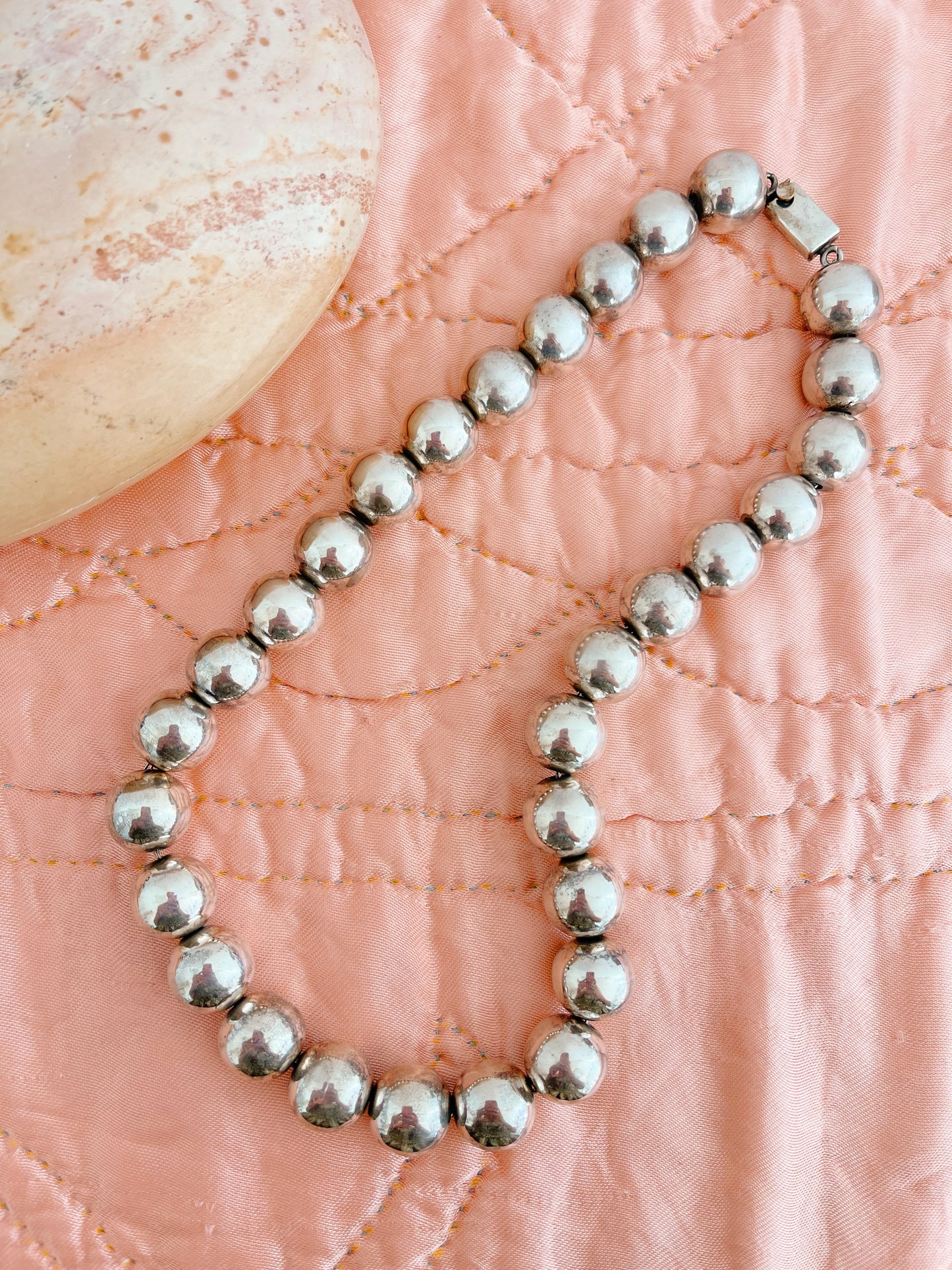 Vintage Huge Silver Beads Necklace