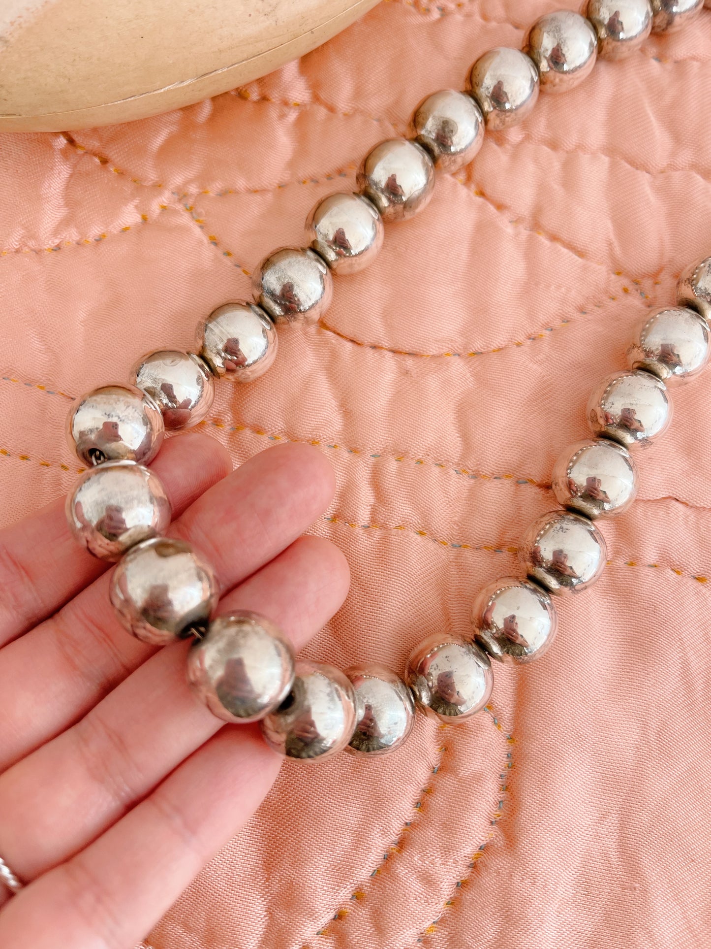 Vintage Huge Silver Beads Necklace