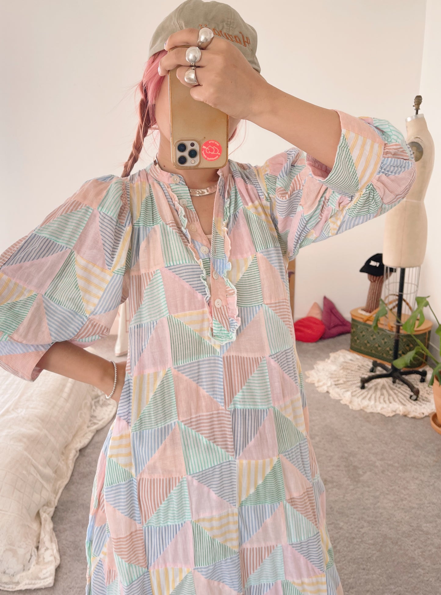 Cotton Patchwork Long Dress.