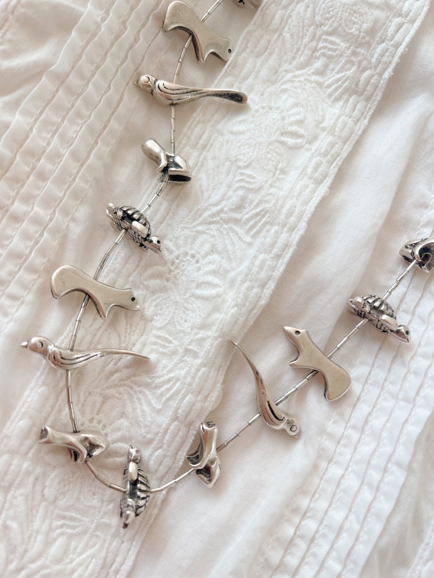 Vintage Heavy Silver Zuni Silver Animal Fetishes Necklace.
