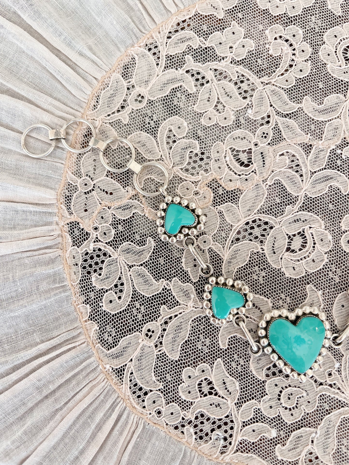 Navajo Turquoise Heart Link Bracelet.