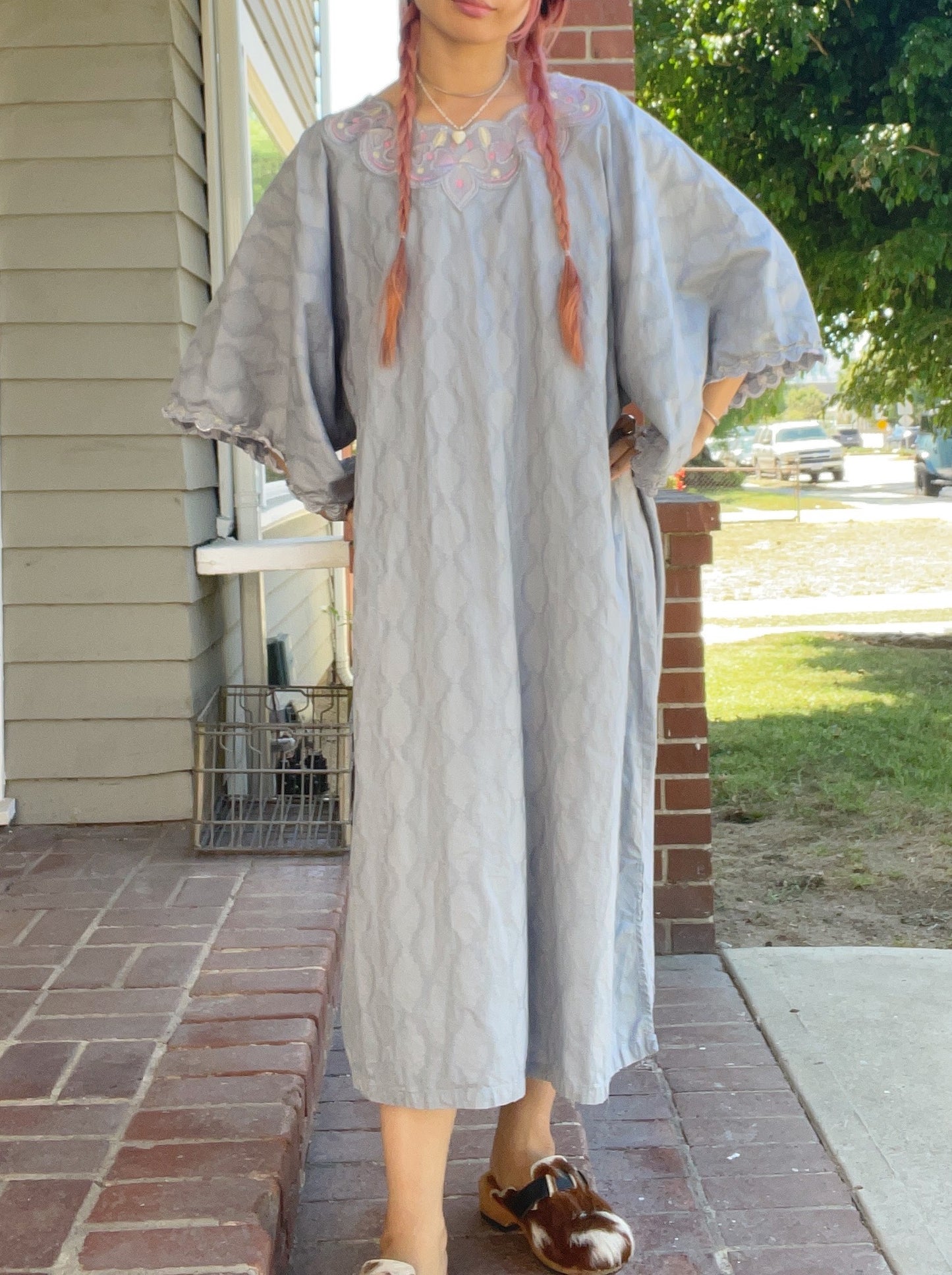 1990s Pail Colored Cotton Dress