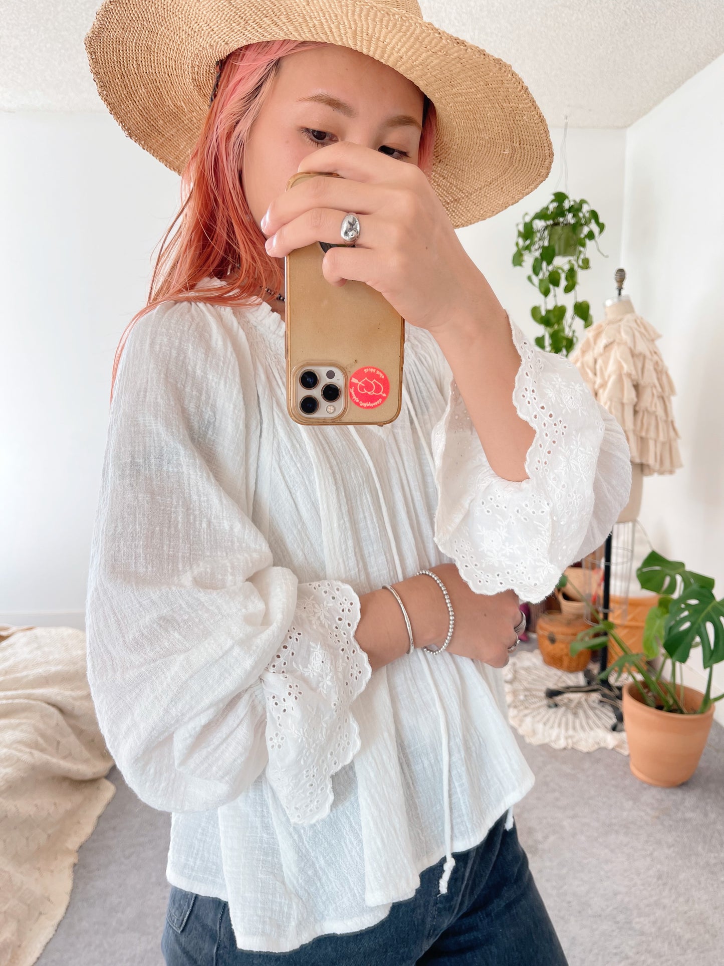 Cotton Frill Comfy Tunic Blouse