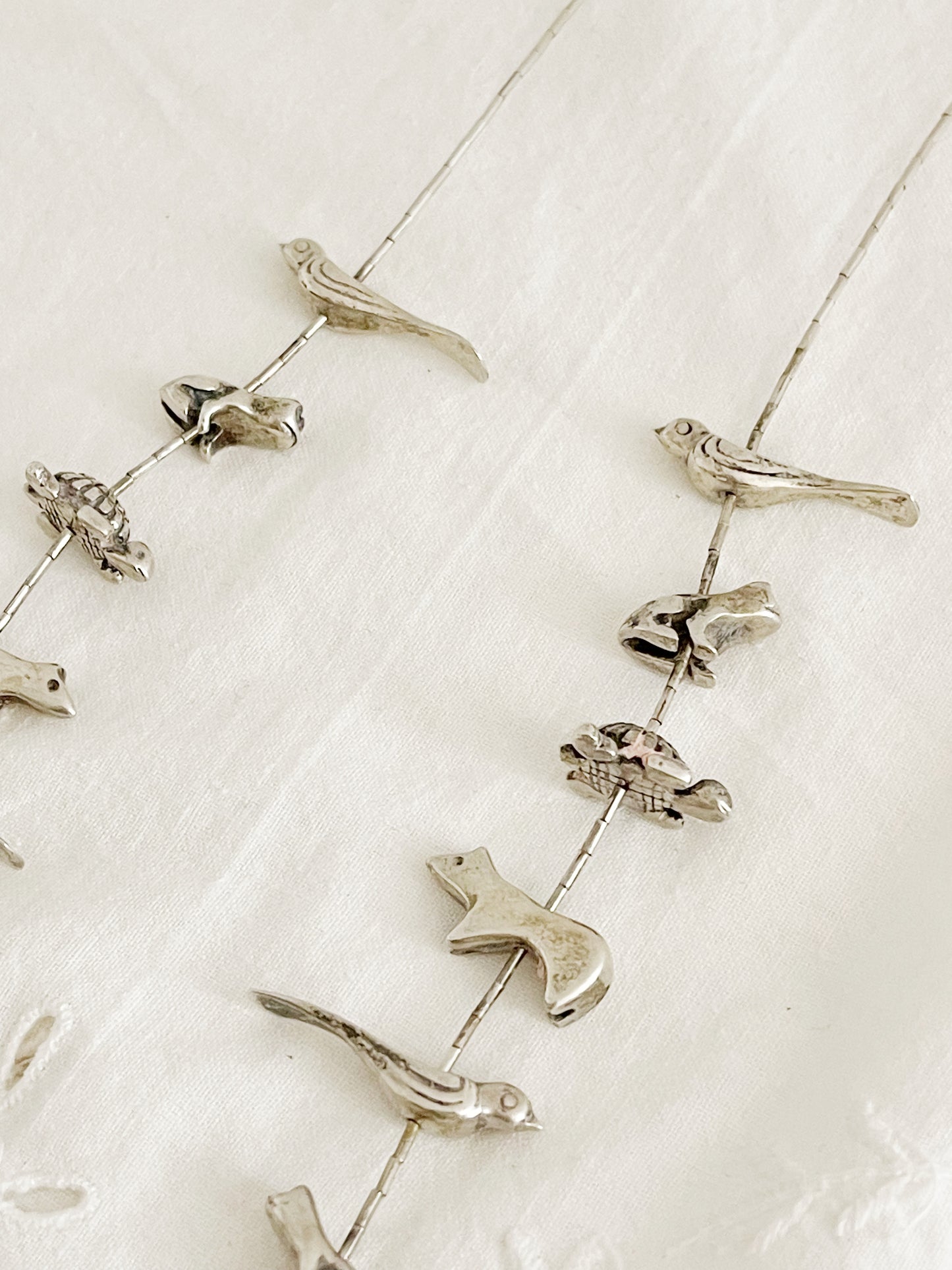 Vintage Heavy Silver Zuni Silver Animal Fetishes Necklace.
