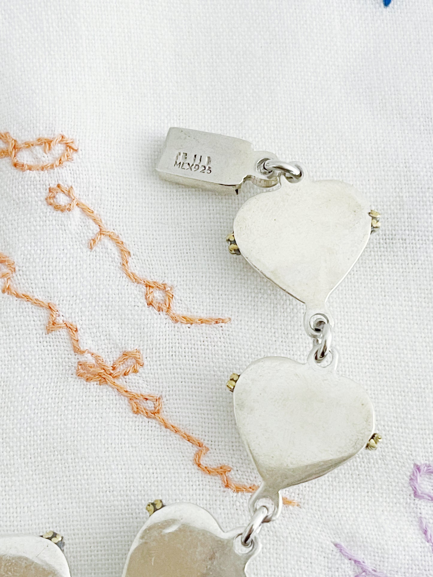 Vintage Heart Silver and Brass Bracelet.