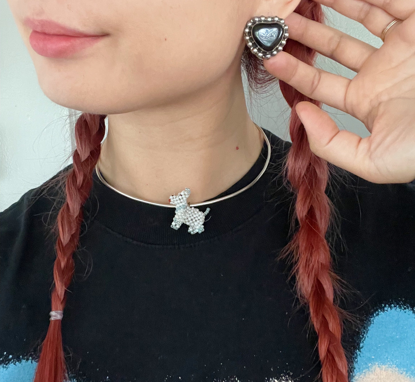 Vintage Onyx Heart Pierce