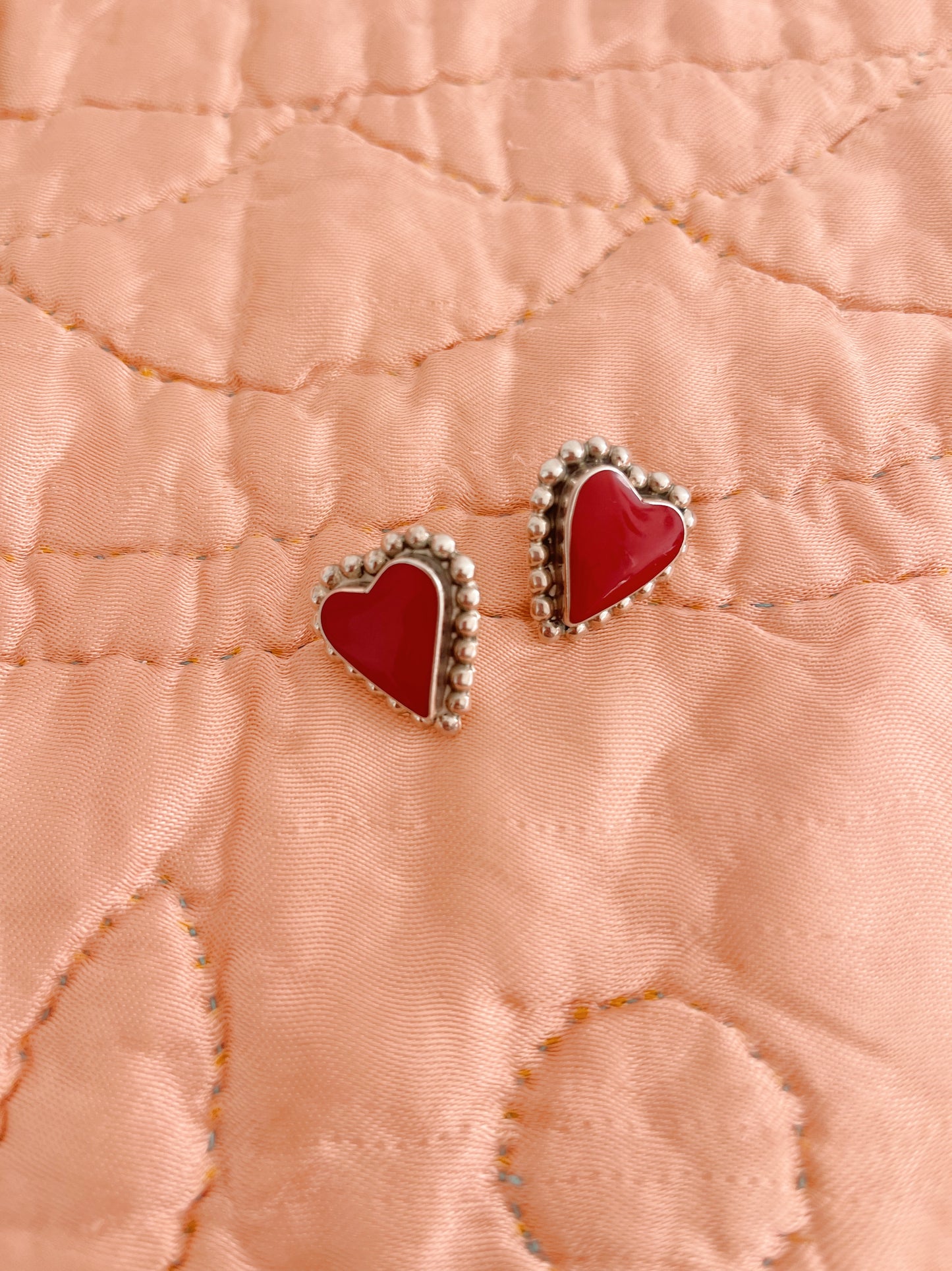 Vintage Jasper Heart Silver Pierce