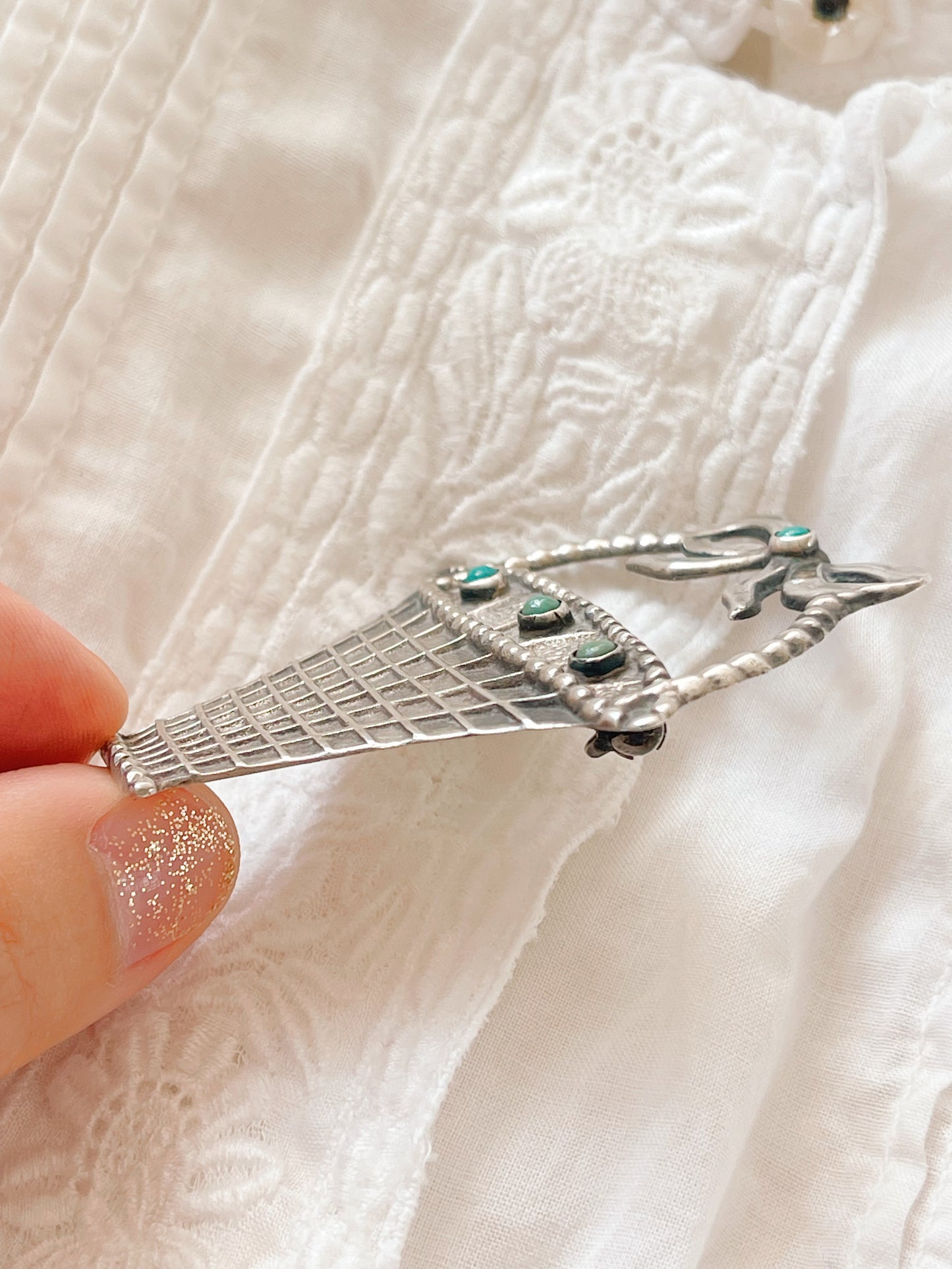 Vintage Rare Ribbon Basket Brooch