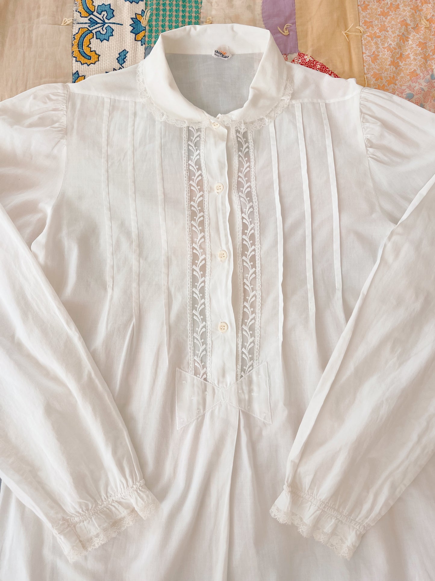 Vintage Cotton Ribbon Long Dress