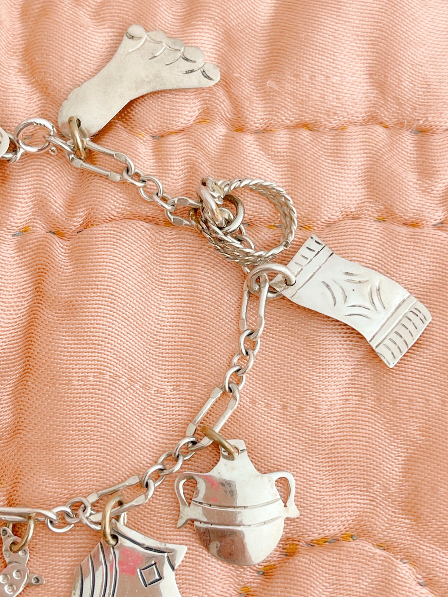 Vintage Mexican Silver Charms Bracelet